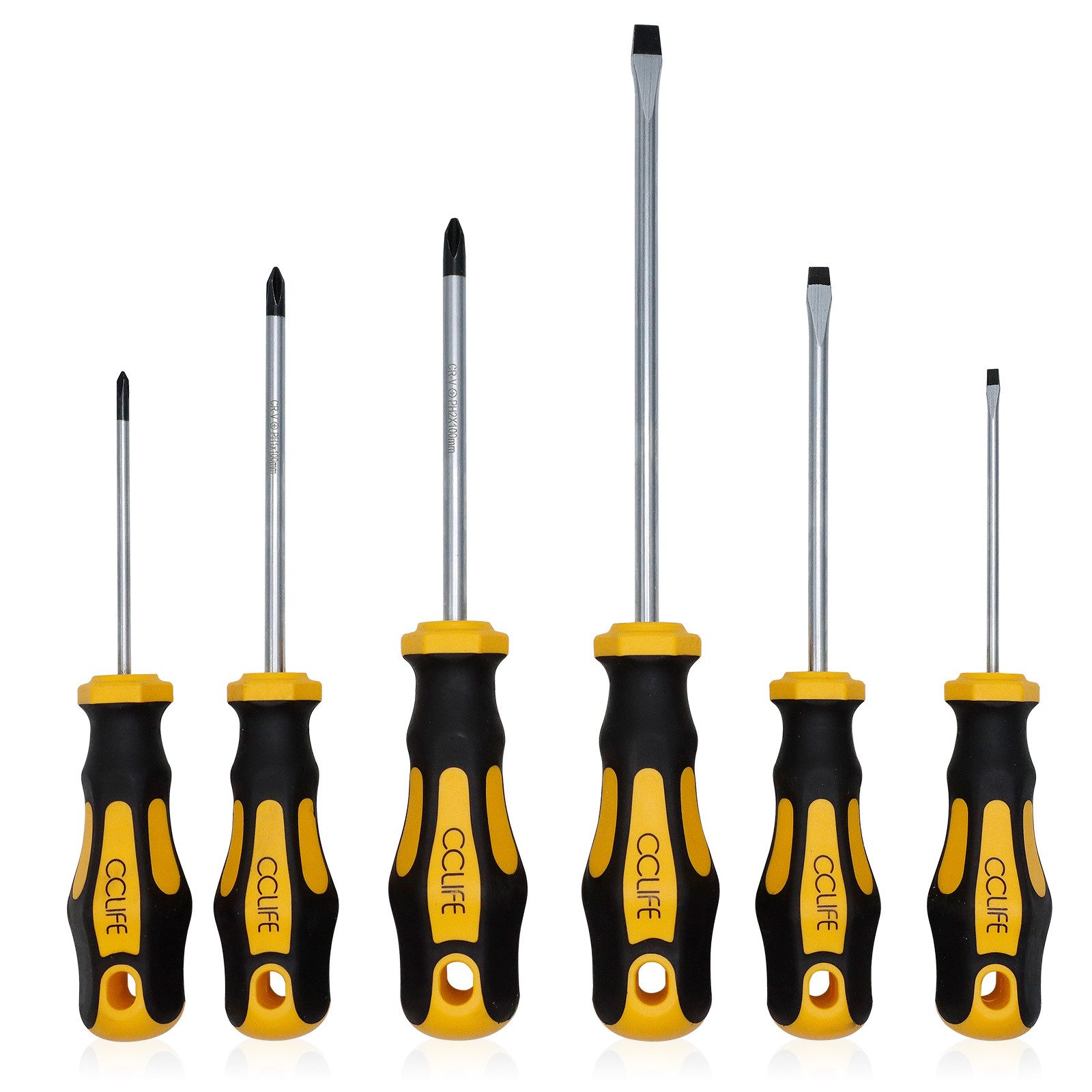 CCLIFE Bit-Schraubendreher Magnetischer Schraubenzieher mit Schlitz, Pozidriv Kreuzschlitz, (Set, 6 St), 1