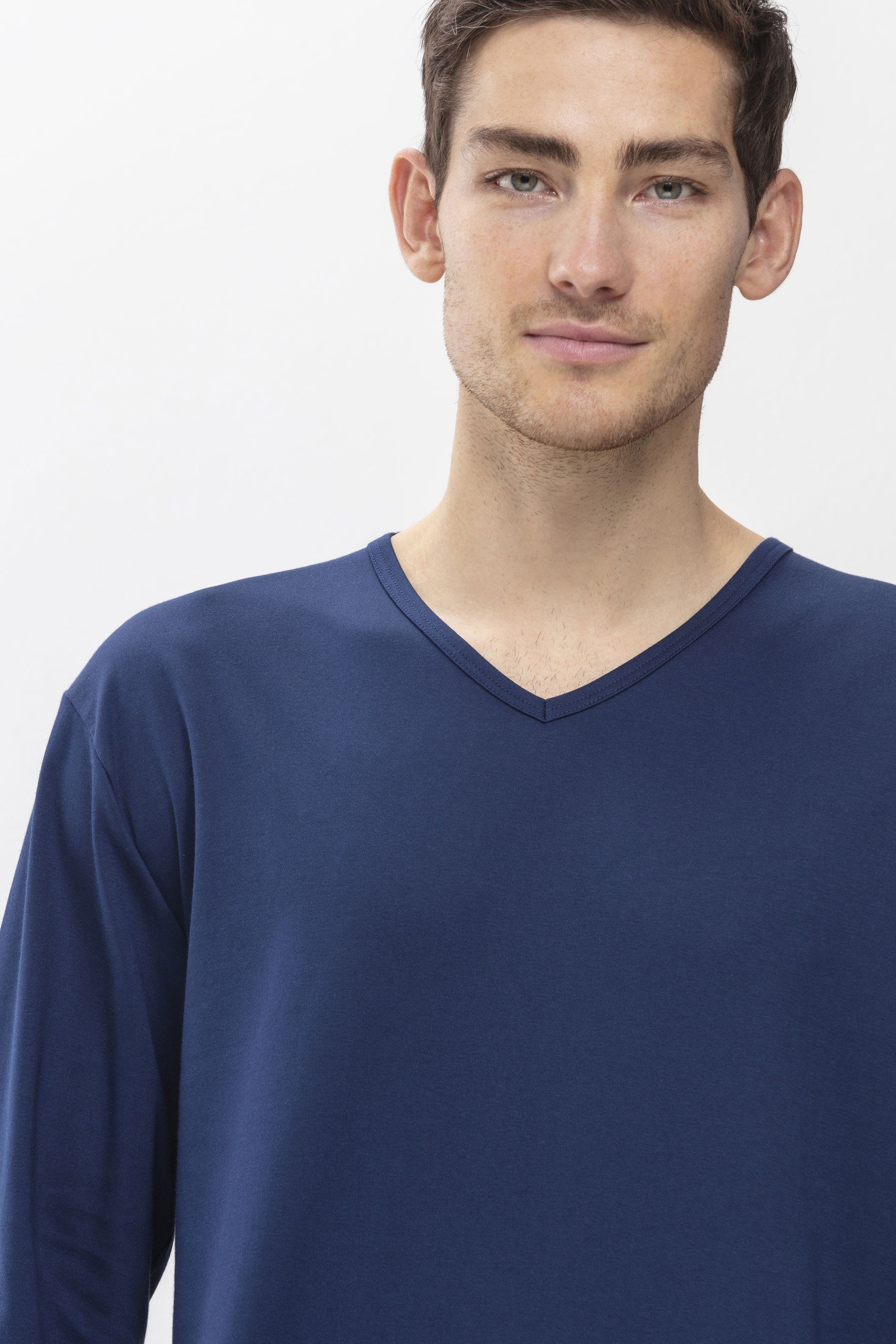 Mey Pyjamaoberteil Mey Herren Shirt langarm Serie Melton Uni (1-tlg)