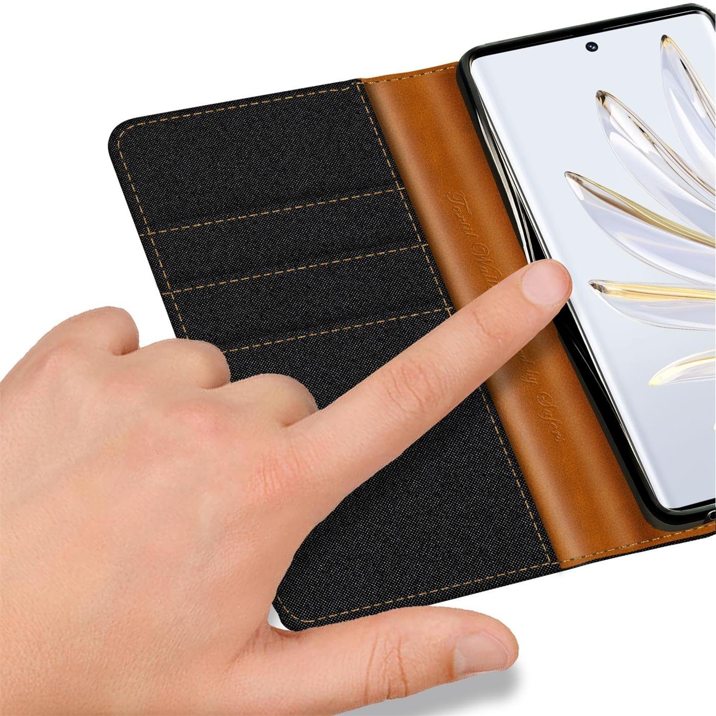 CoolGadget Handyhülle Denim Schutzhülle Flip Case für Honor 70 6,67 Zoll, Book Cover Handy Tasche Jeans Hülle für Honor 70 Klapphülle