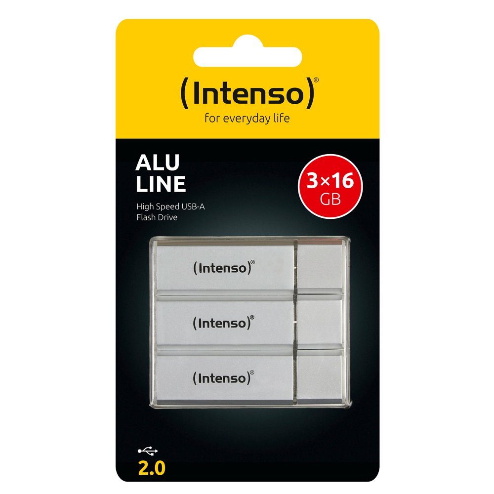Intenso Intenso USB Stick 16GB Speicherstick Alu Line silber 3er Pack USB-Stick