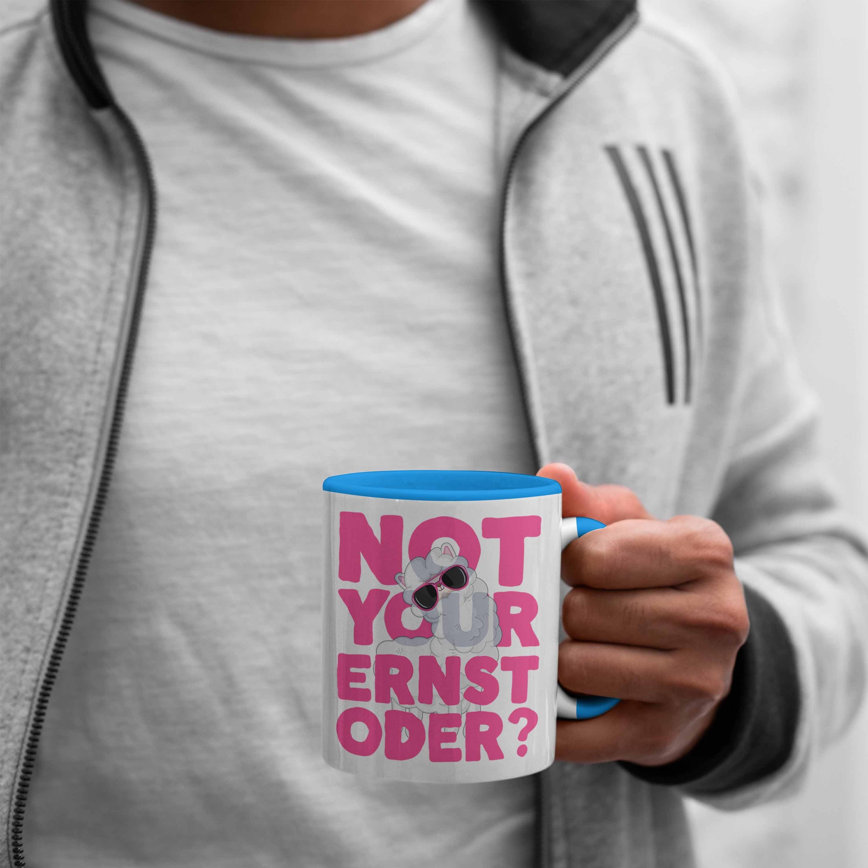 Trendation Tasse Not Your Frauen Tasse Ernst Kaffeetasse Oder Llama Pink mit für Blau Spruch
