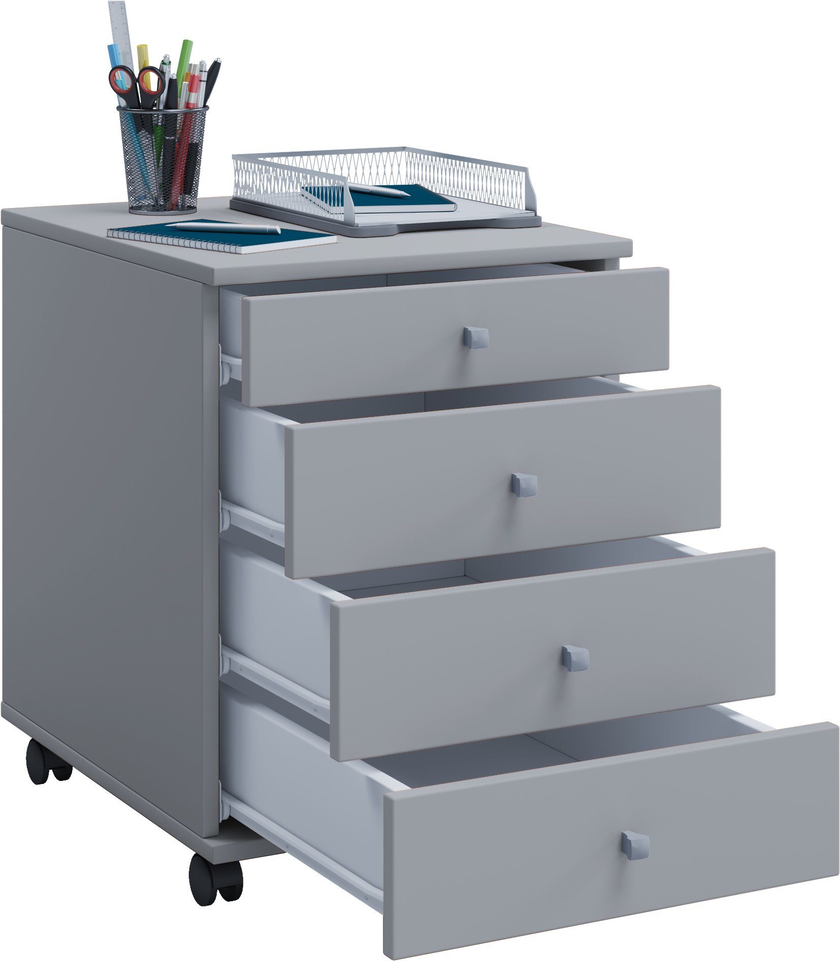 VCM Rollcontainer Lona Mini B. 42 x T. 50 x H. 57 cm, Stauraum für Unterlagen unterm Schreibtisch, für Büro und Homeoffice