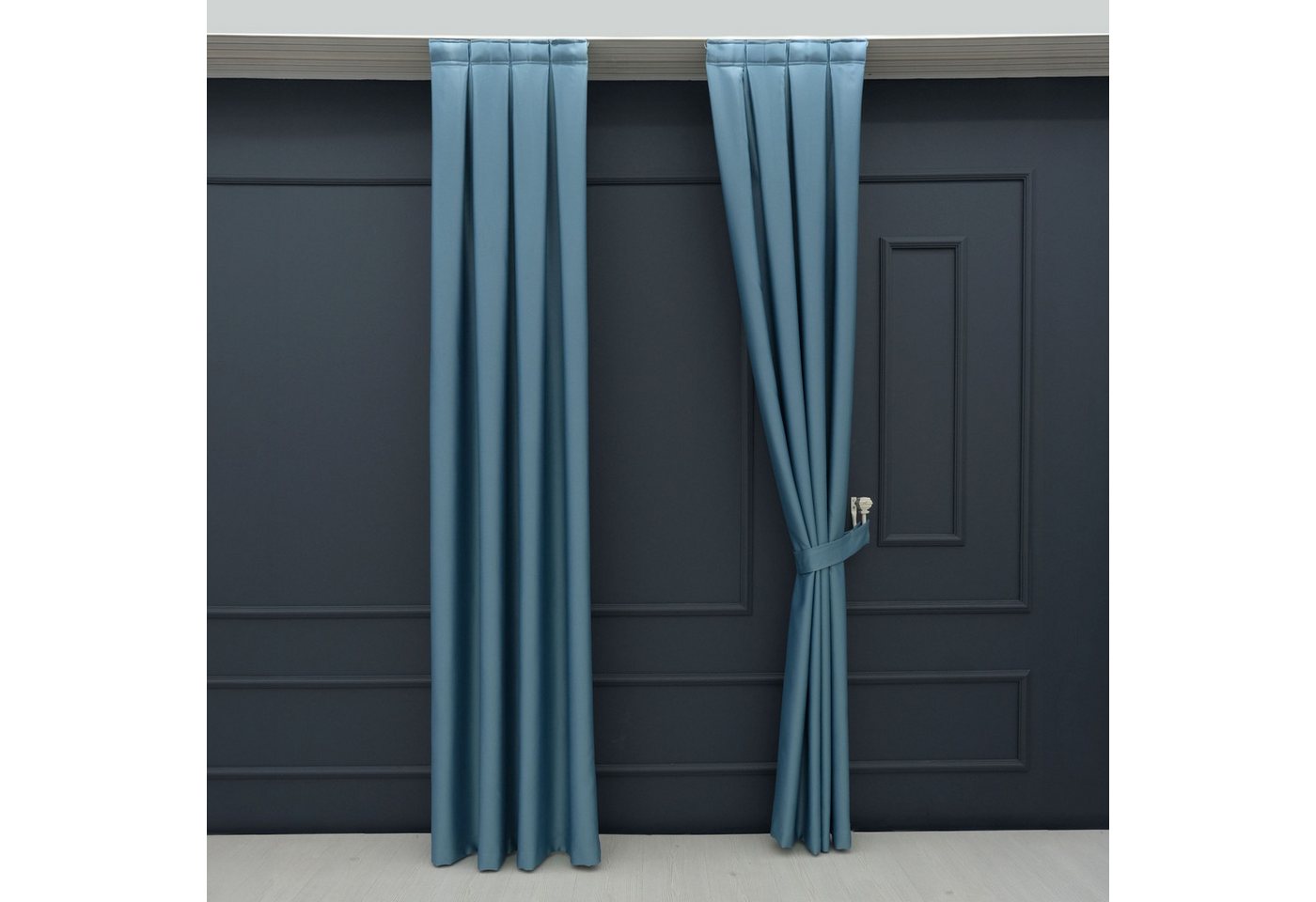 Gardinen by Justyna Vorhang 2er Seiten Schal Set Blackout (4 St), Kräuselband, verdunkelnd, Polyester, Blackout, Verdunkelung, blickdicht, wärmeisolierend, pflegeleicht