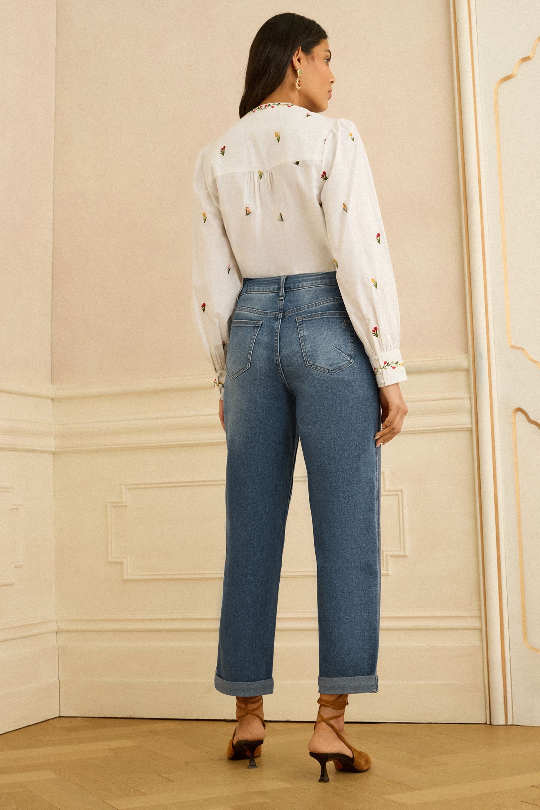 Love & Roses Boyfriend-Jeans Love & Roses Boyfriend-Jeans mit Regenbogennähten (1-tlg)