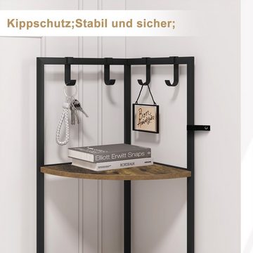 EUGAD Eckregal, 1-tlg., mit 4 Ablagen 4 Haken, Bücherregal Standregal