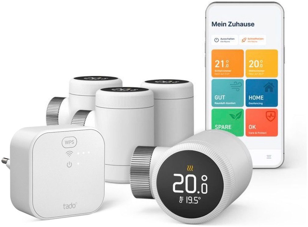 Tado Heizkörperthermostat Bridge + 4x Smartes Heizkörperthermostat (Line X), (5 St)