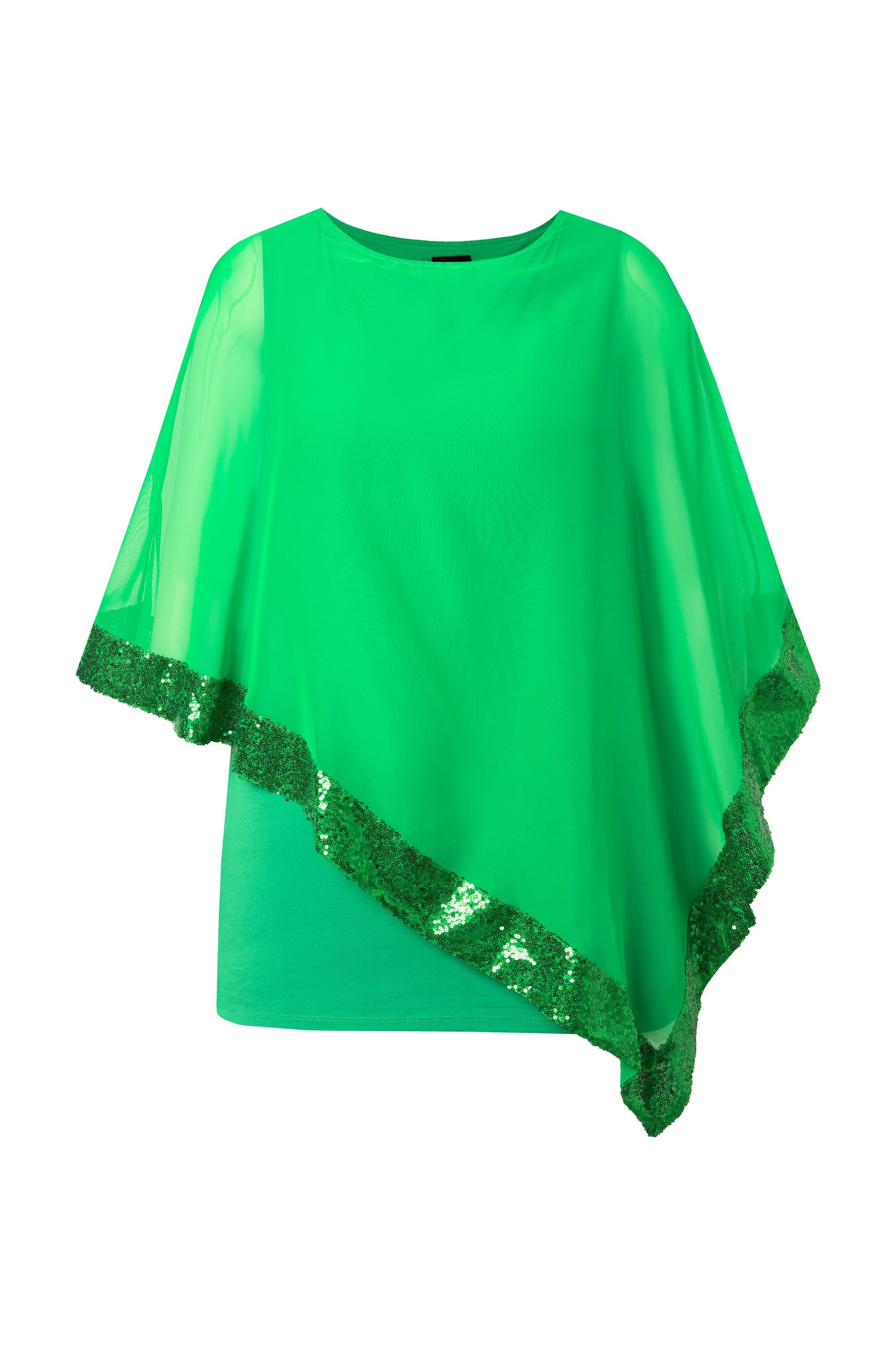 Ulla Popken Druckbluse Bluse Chiffon-Überwurf U-Boot-Ausschnitt 3/4-Arm