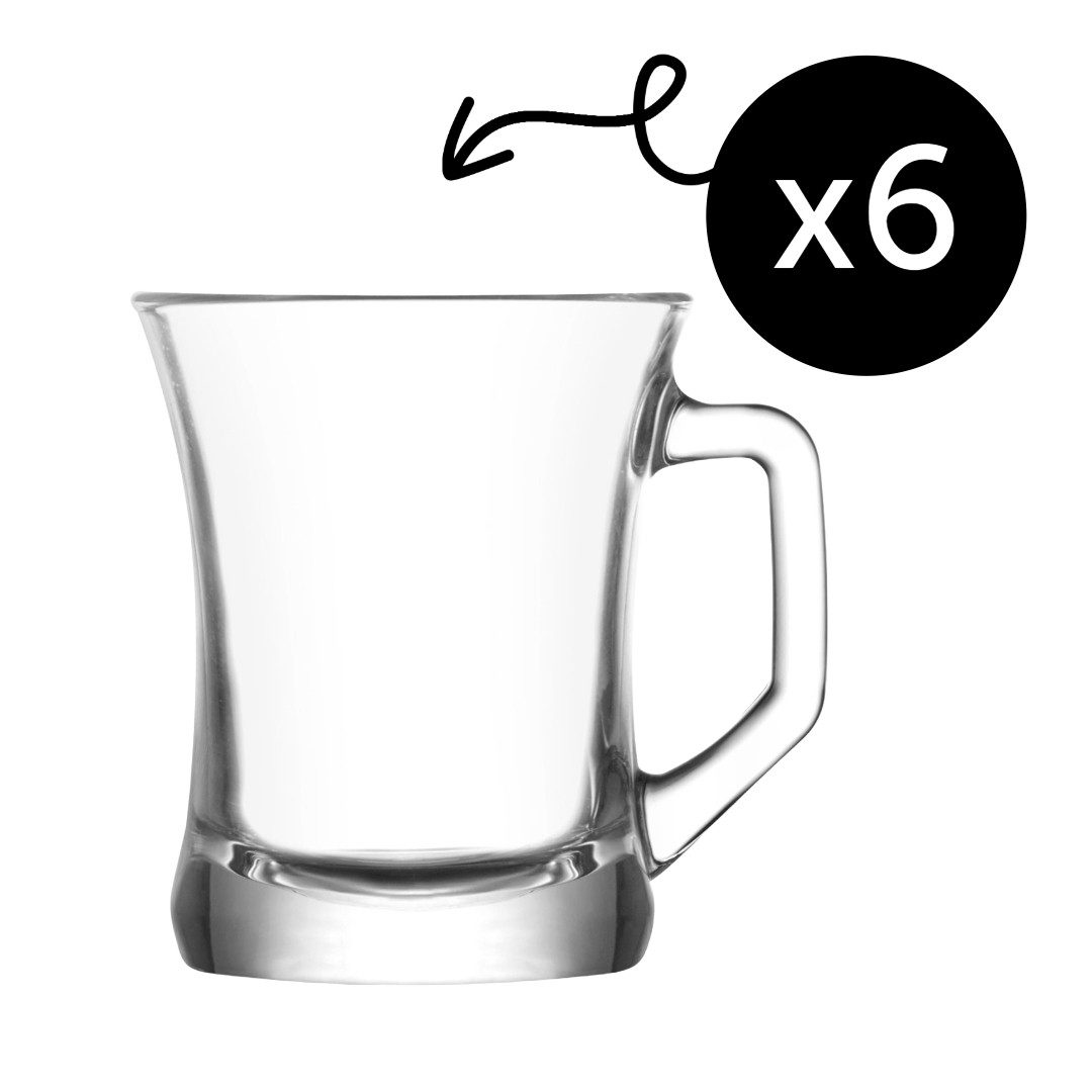 LAV Стекло-Set Zen+ Tassen, Glas, 6er-Set, 210ml, ideal für Tee, Kaffee, Latte Macchiato