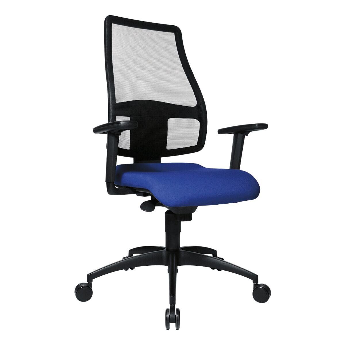 TOPSTAR Schreibtischstuhl Syncro | mit Netzrücken, ergonomischem schwarz Armlehnen) und Knierolle (ohne blau Net