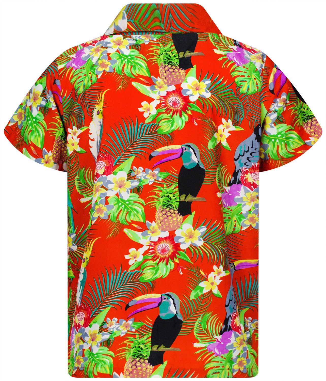 King Kameha Hawaiihemd Parrot Cockatoo Funky Hawaii-Hemd Kurzarm Front-Tasche Stylish Unisex