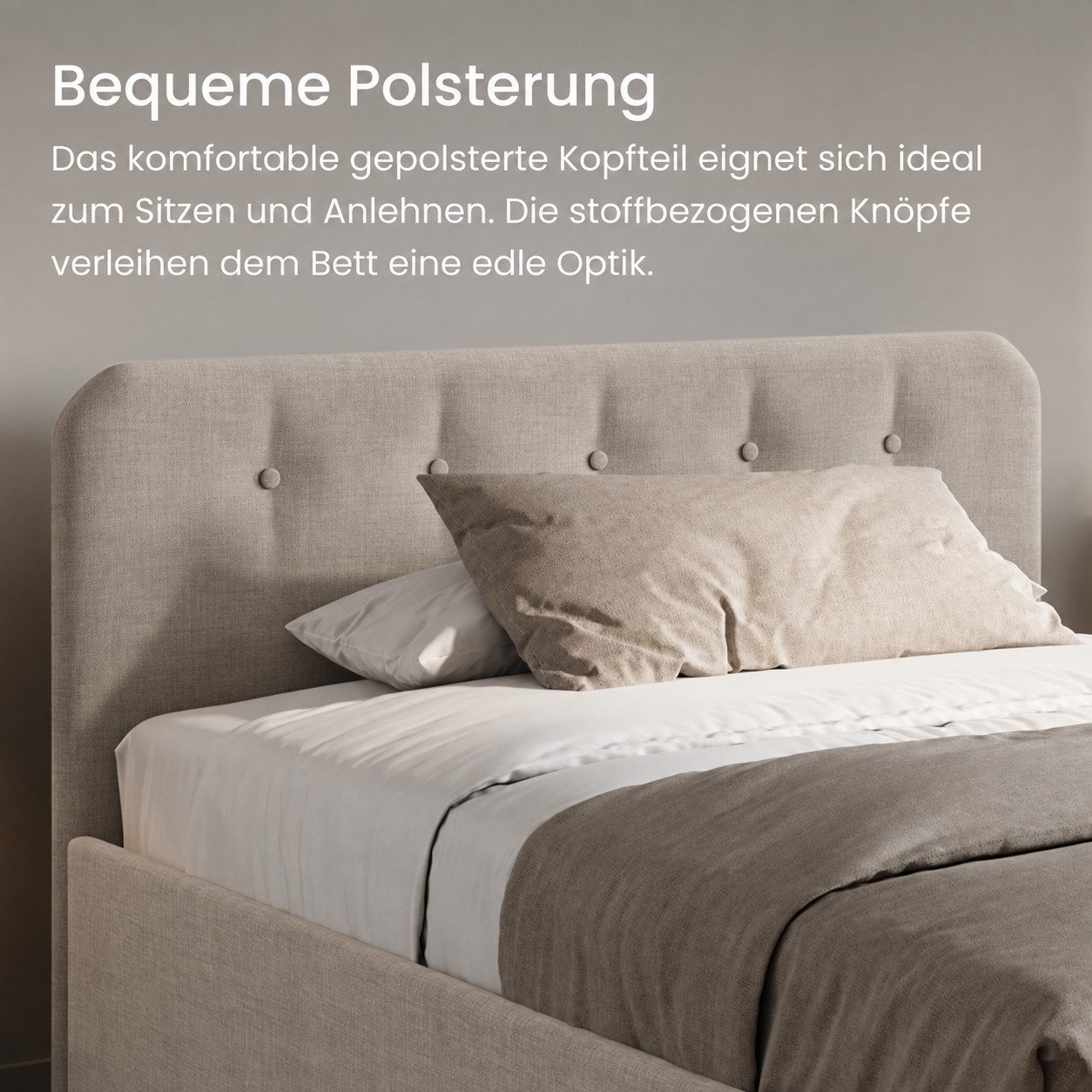 Home Collective Polsterbett Bett mit Stauraum, verstellbarem Lattenrost, viele Größen (Größen: 100x200 120x200 140x200 160x200 180x200 200x200, hochwertiger Str – Bild 5 von 5