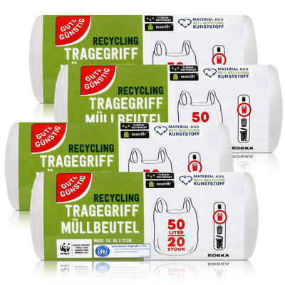 Gut & Günstig Müllbeutel Gut & Günstig Müllbeutel mit Tragegriff 50L/20 Beutel Recycling (4er P