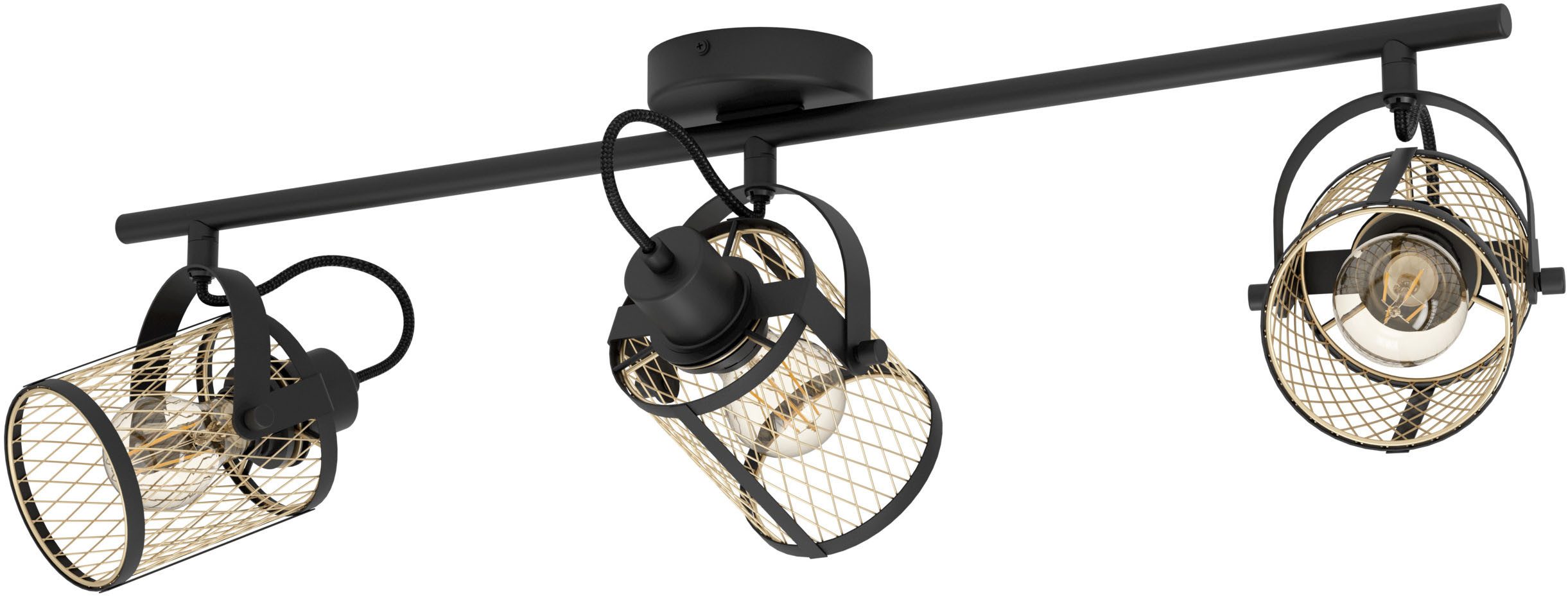 EGLO Deckenspot DELLOW Spotlampe - Stahl - E27 - 3X40W - IP20, ohne Leuchtmittel, Deckenlampe, Deckenstrahler, Strahler, L83 x B18 x H21 cm