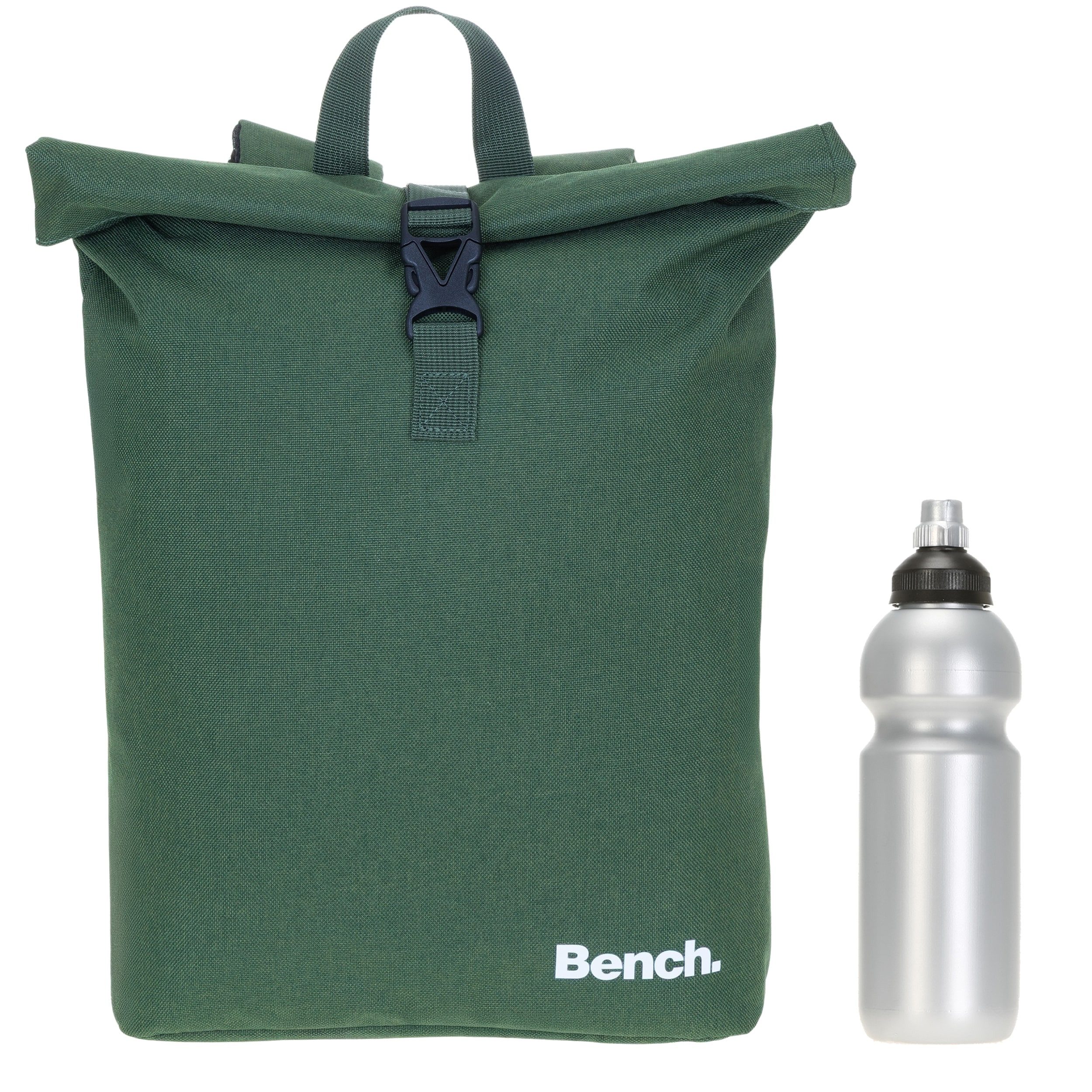 Bench. Freizeitrucksack Rucksack Damen Roll-Top Medium Größe A4 Tasche, Laptop Fach Daypack Büro Freizeit Tasche 64223 + Flasche