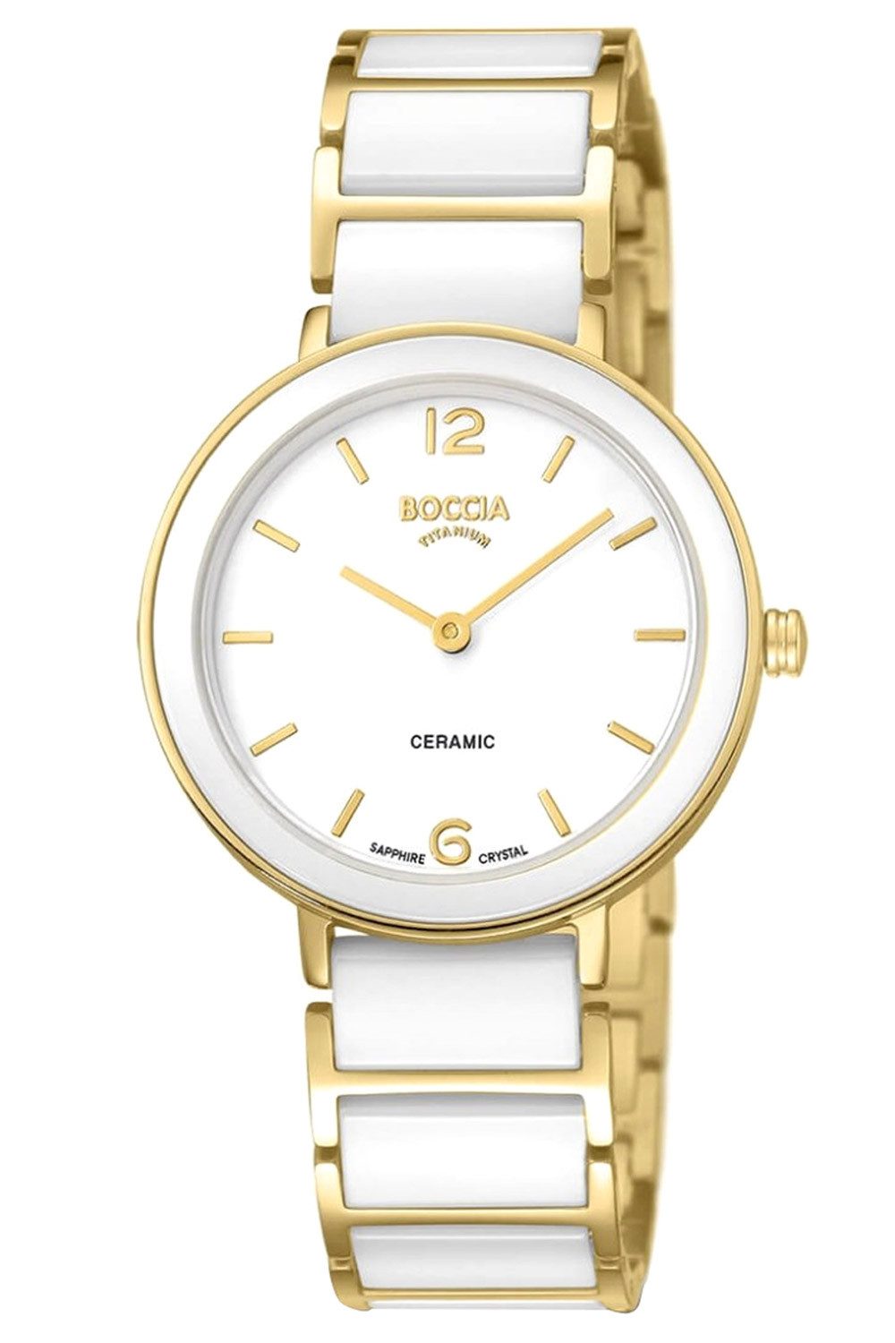 Boccia Quarzuhr Titan Weiß/Goldfarben