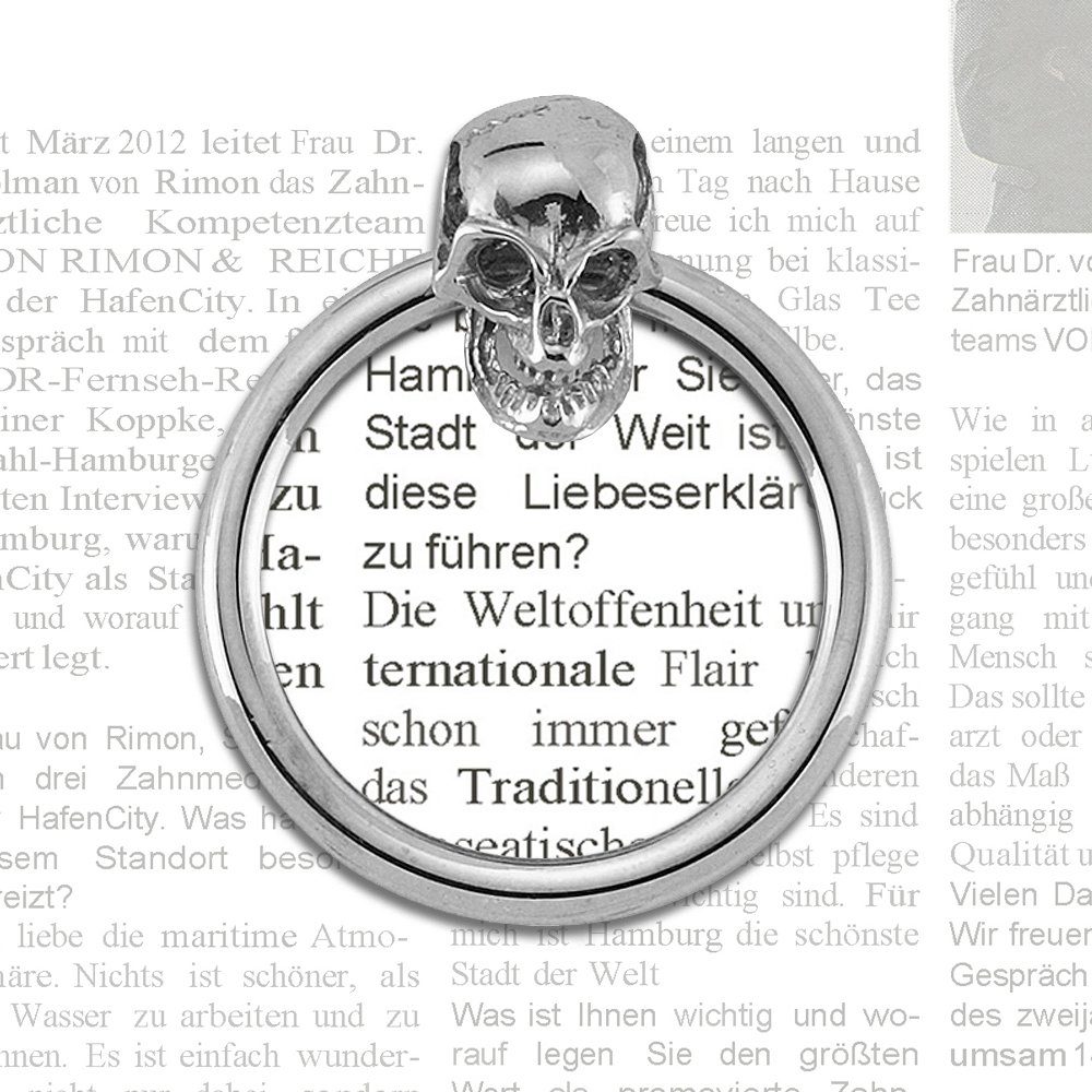Lantelme Charm-Einhänger Kettenanhänger (5293), Totenkopf 60cm 925er Sterlingsilber, Lupe Halsband mit