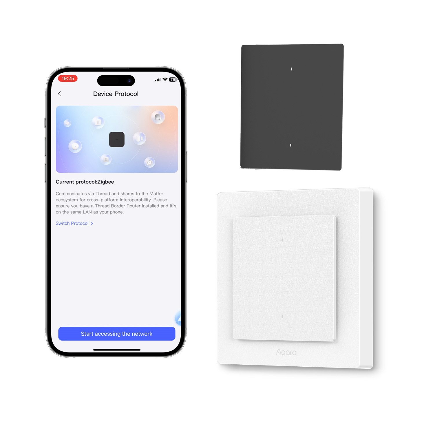 Aqara Wandschalter H2 EU, Smarter Lichtschalter, Thread/Zigbee, Matter über Thread, Unterstützung für 55 mm Rahmen