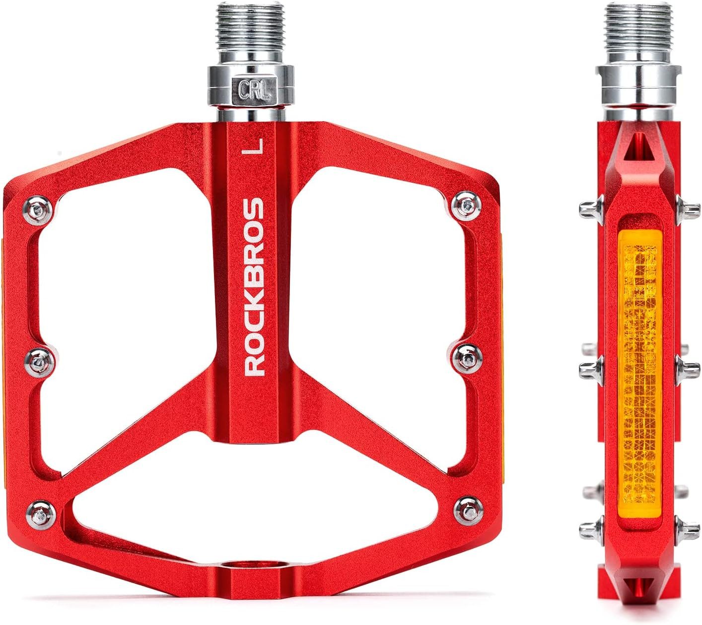 ROCKBROS Fahrradpedale Antirutsch Aluminium Fahrradpedale mit Reflektoren 9/16 Zoll für MTB