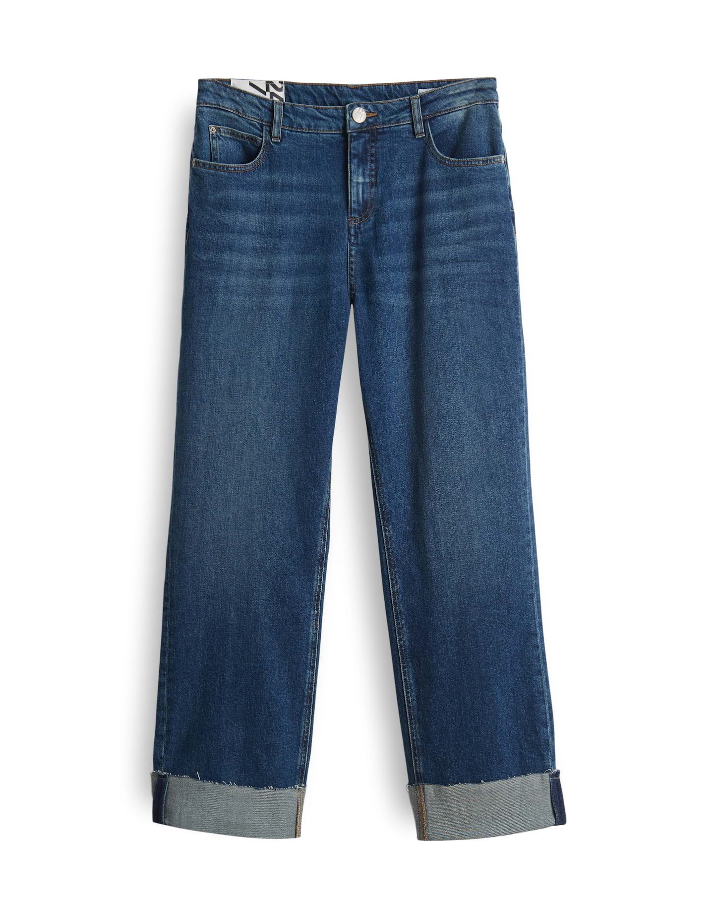 OPUS Boyfriend-Jeans LANI TURN UP aus Dry Indigo® Mid Rise Cropped, 5-Pocket-Design, Aufschlag am Saum mit ausgefranster Kante