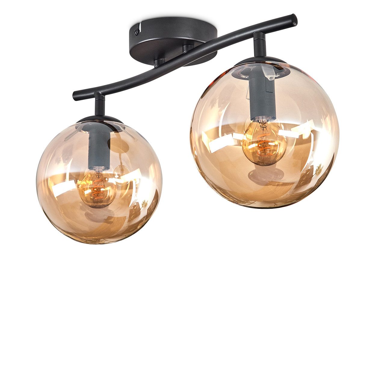 hofstein Deckenleuchte Deckenlampe aus Metall/Glas in Schwarz, ohne Leuchtm günstig online kaufen