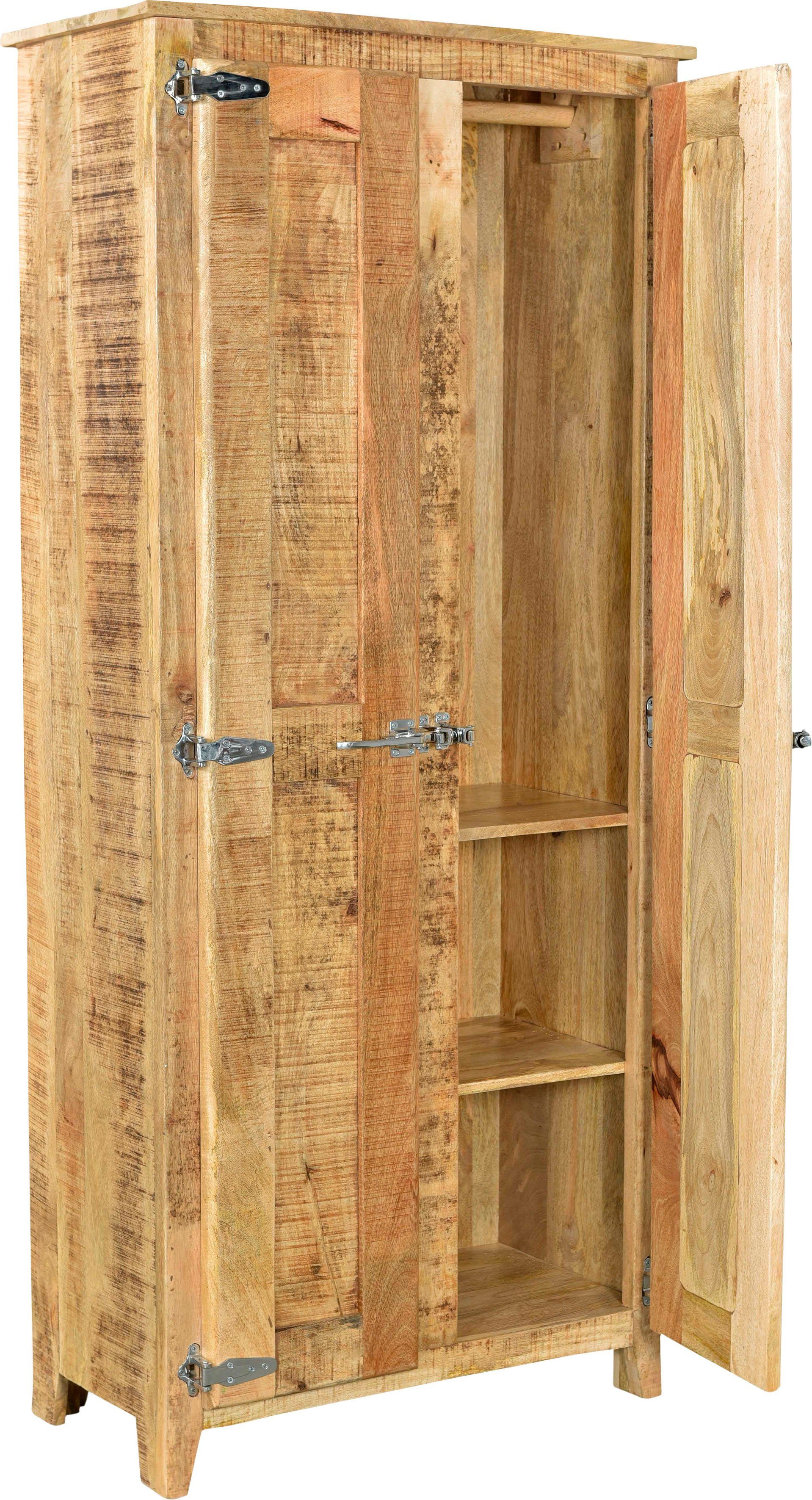 SIT Garderobenschrank Frigo mit Kühlschrankgriffen, Höhe 180 cm, Toller  Materialmix aus Mangoholz und Metall