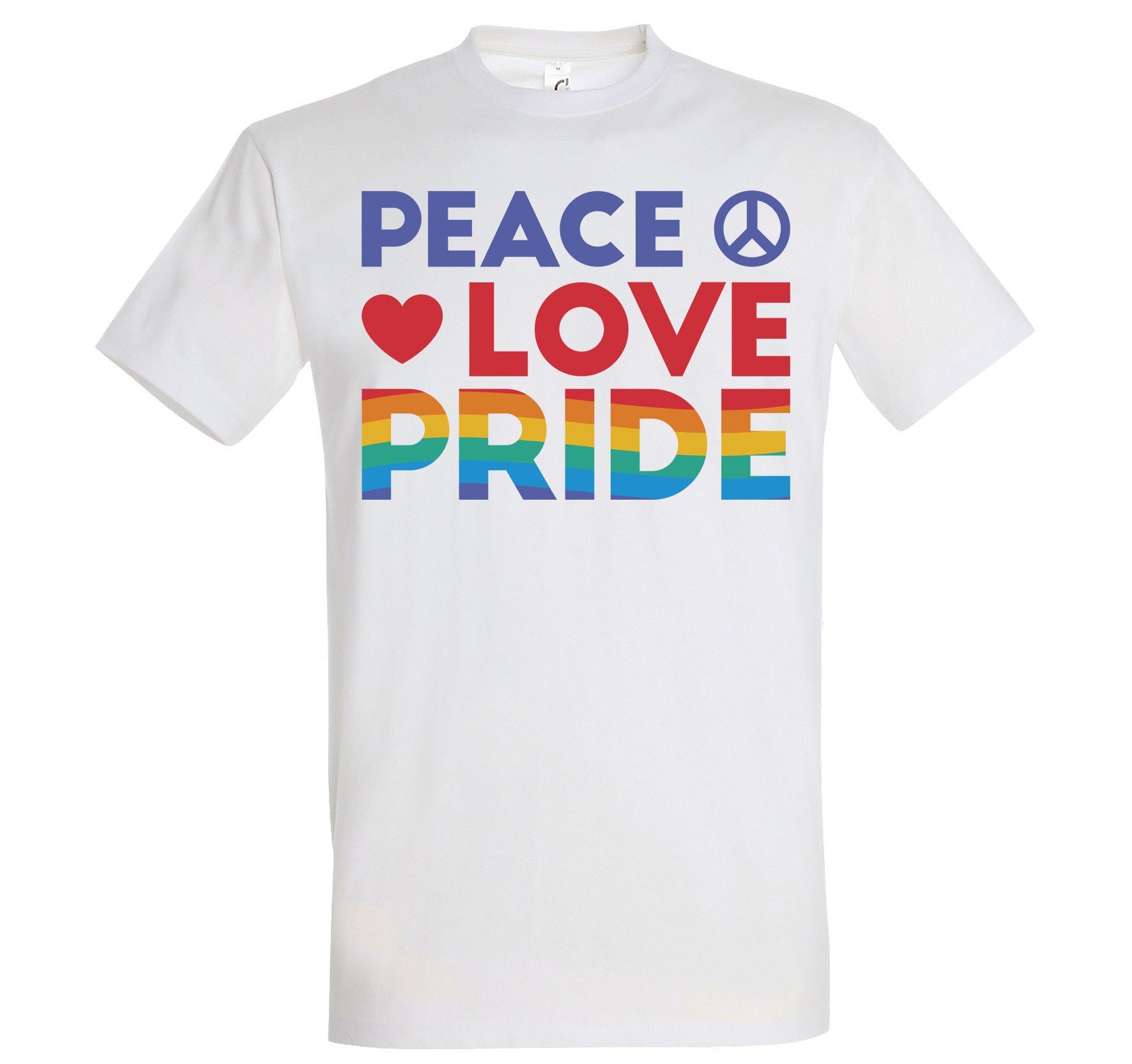 Youth Designz T-Shirt Peace Love Pride Herren T-Shirt mit Trendigem Frontdruck Weiss