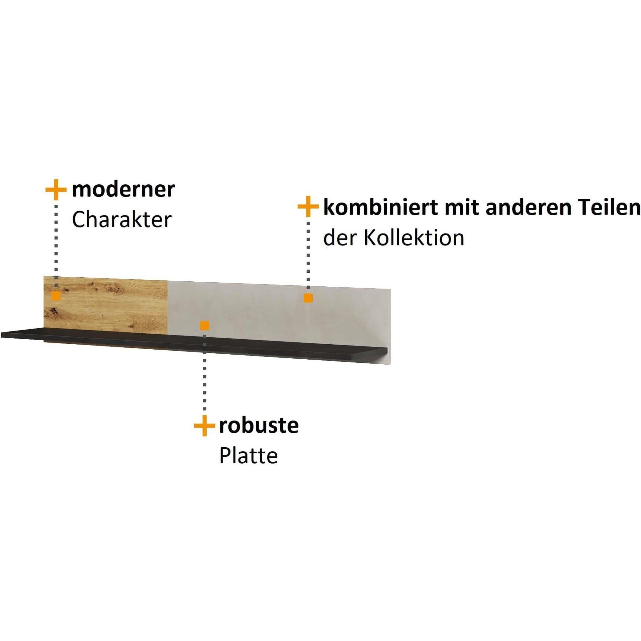 Loft T) Stil, modernes cm x Holzregal H 20 Regal cm 22 Hängeregal (B Qubic, x x Beautysofa x Wandregal, im 115 115