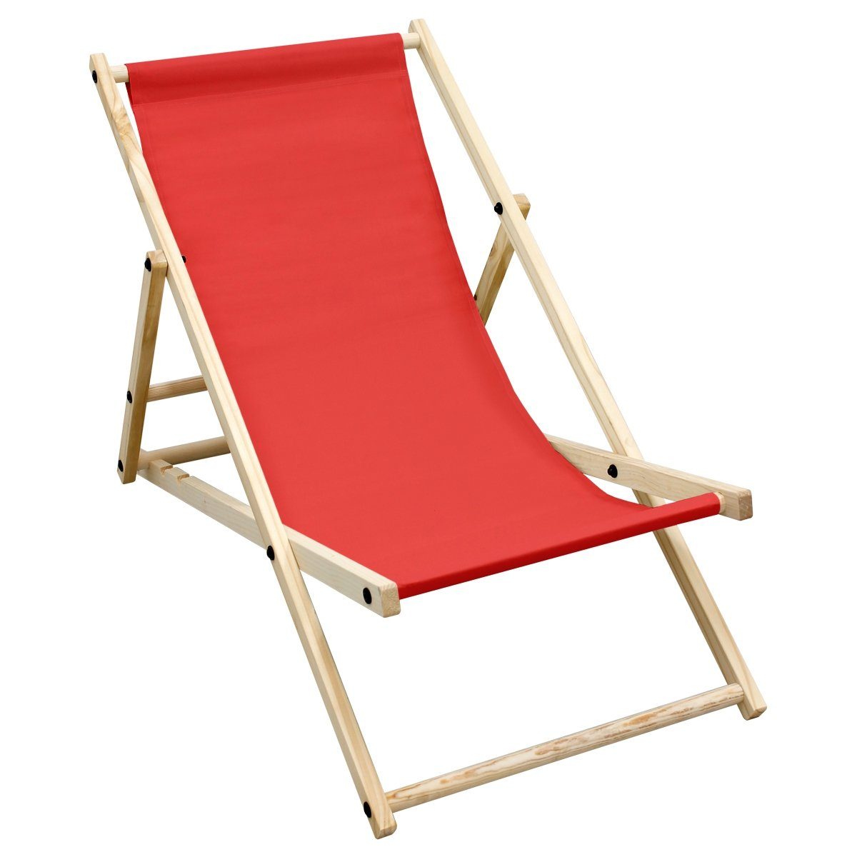 ECD Germany Gartenliege Liegestuhl aus Holz mit 3 Liegepositionen Campingliege, 1 St., Sonnenliege Rot Klappliegestuhl 117x52x10cm Relaxliege