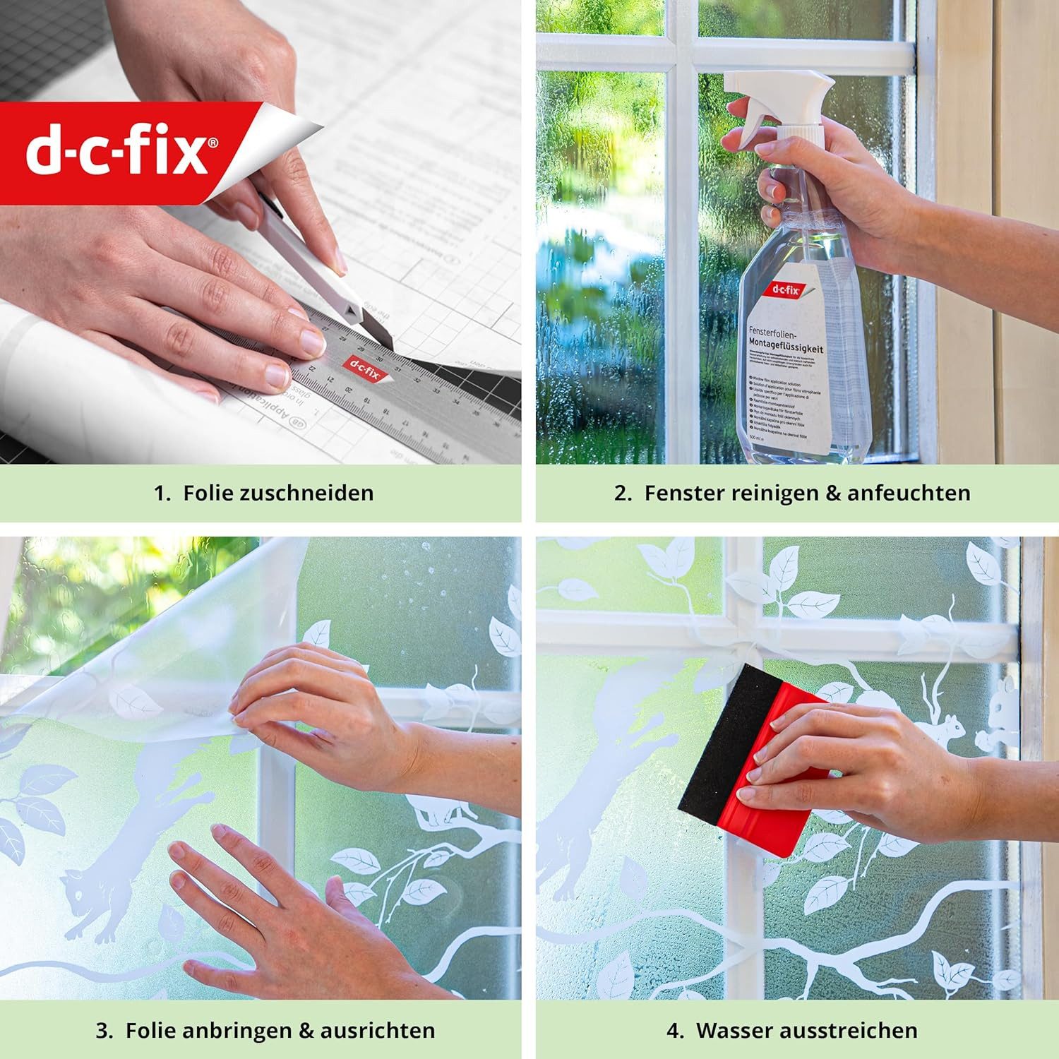 d-c-fix Fensterfolie Fensterfolie selbstklebend Sichtschutzfolie Deko Folie für Fenster, Buntglasfolie, 200 x 45cm - Zuschneidbar & rückstandslos entfernbar – Bild 5 von 5