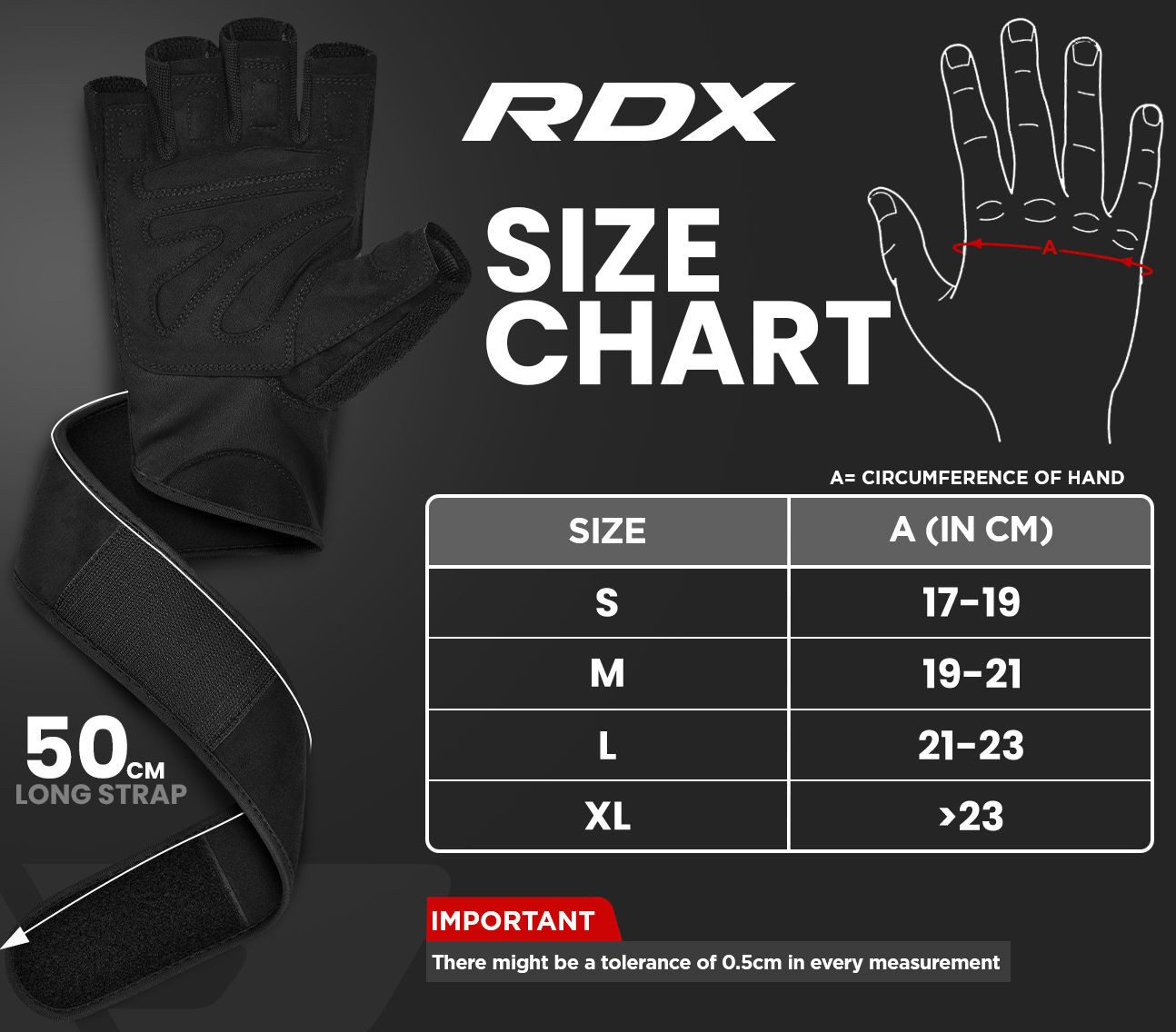 RDX Trainingshandschuhe RDX Fitness Handschuhe Trainingshandschuhe Lang Handgelenkstütze Sport – Bild 2 von 5