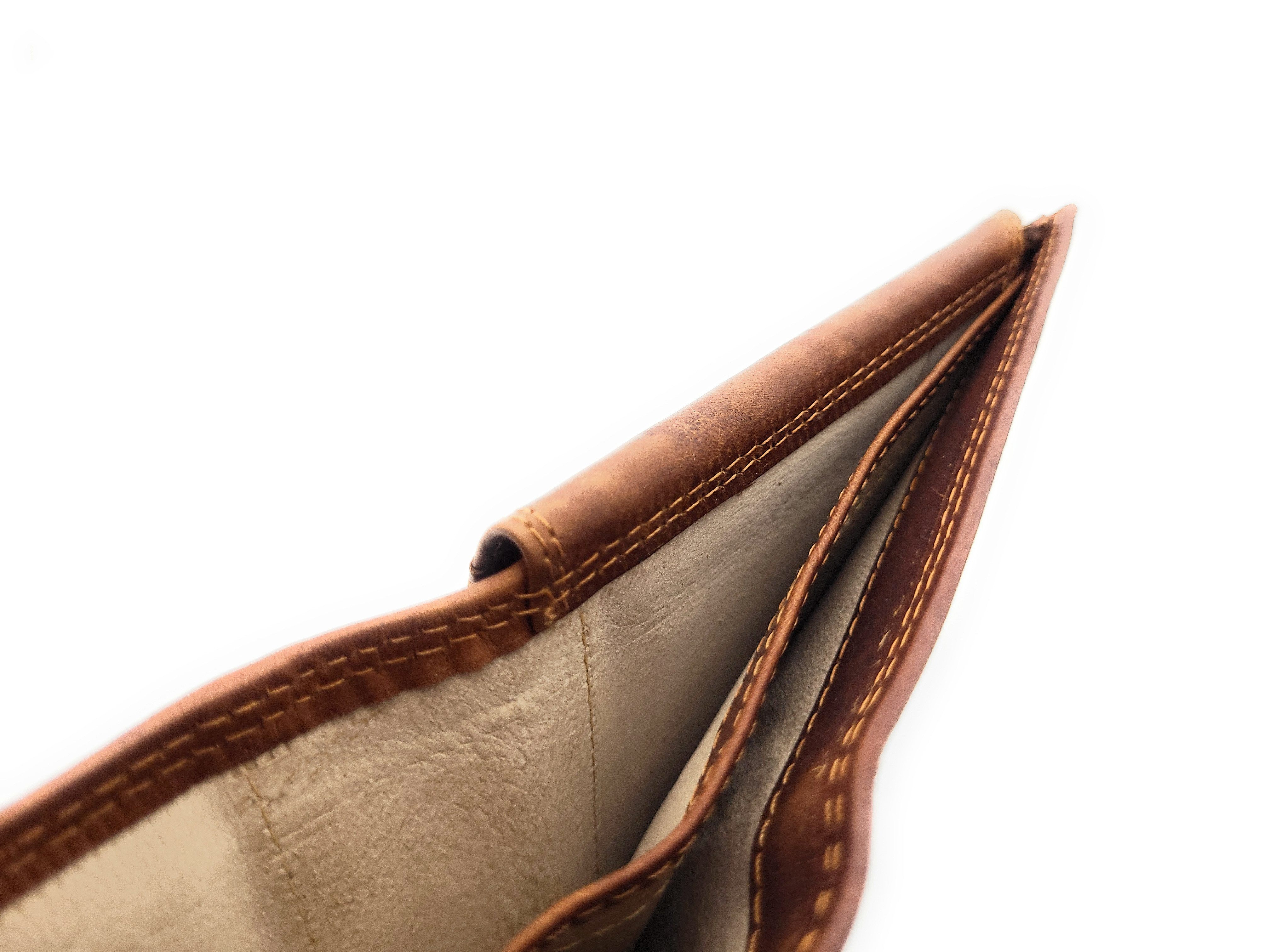 JOCKEY CLUB Geldbörse echt Leder Portemonnaie mit RFID Schutz, Hochausleger, rostbraun, vintage Hunterleder, ideal für die Hosentasche