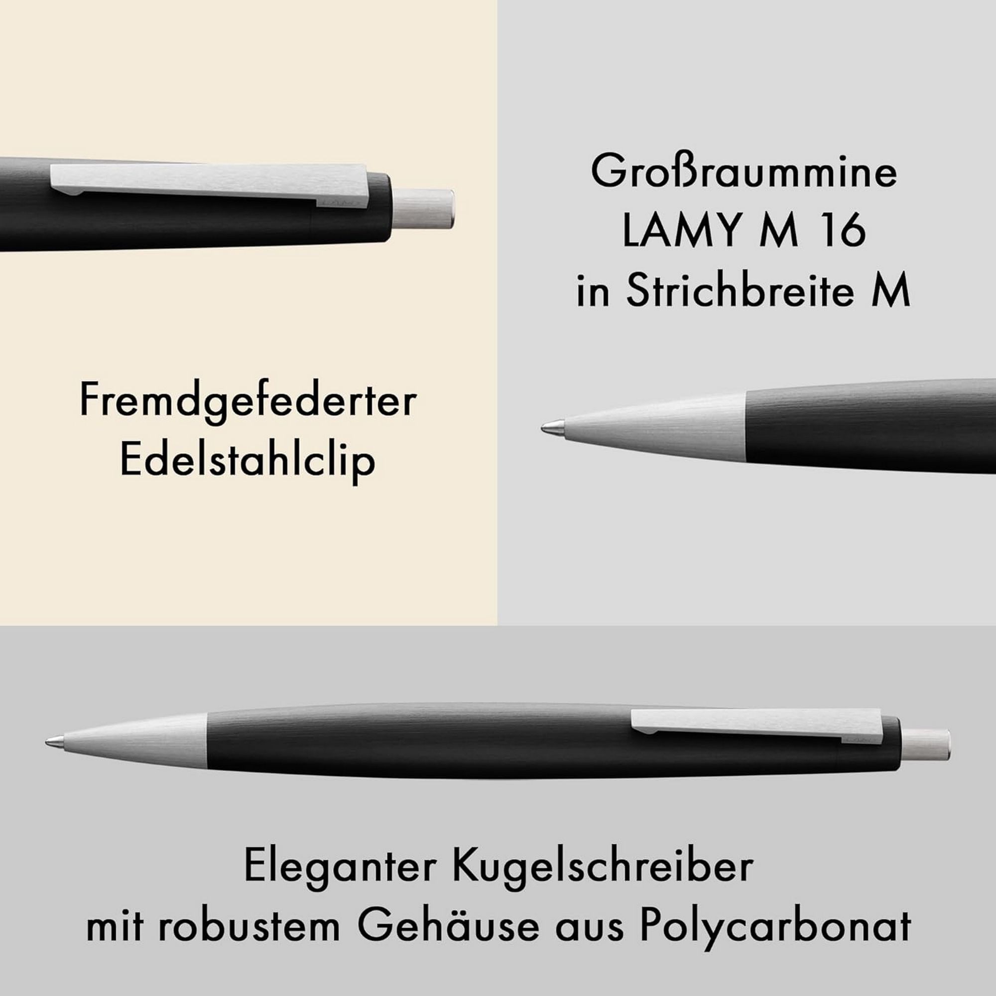 LAMY Kugelschreiber LAMY 2000 black Kugelschreiber Polycarbonat Gehäuse mit Großraummine M – Bild 3 von 5