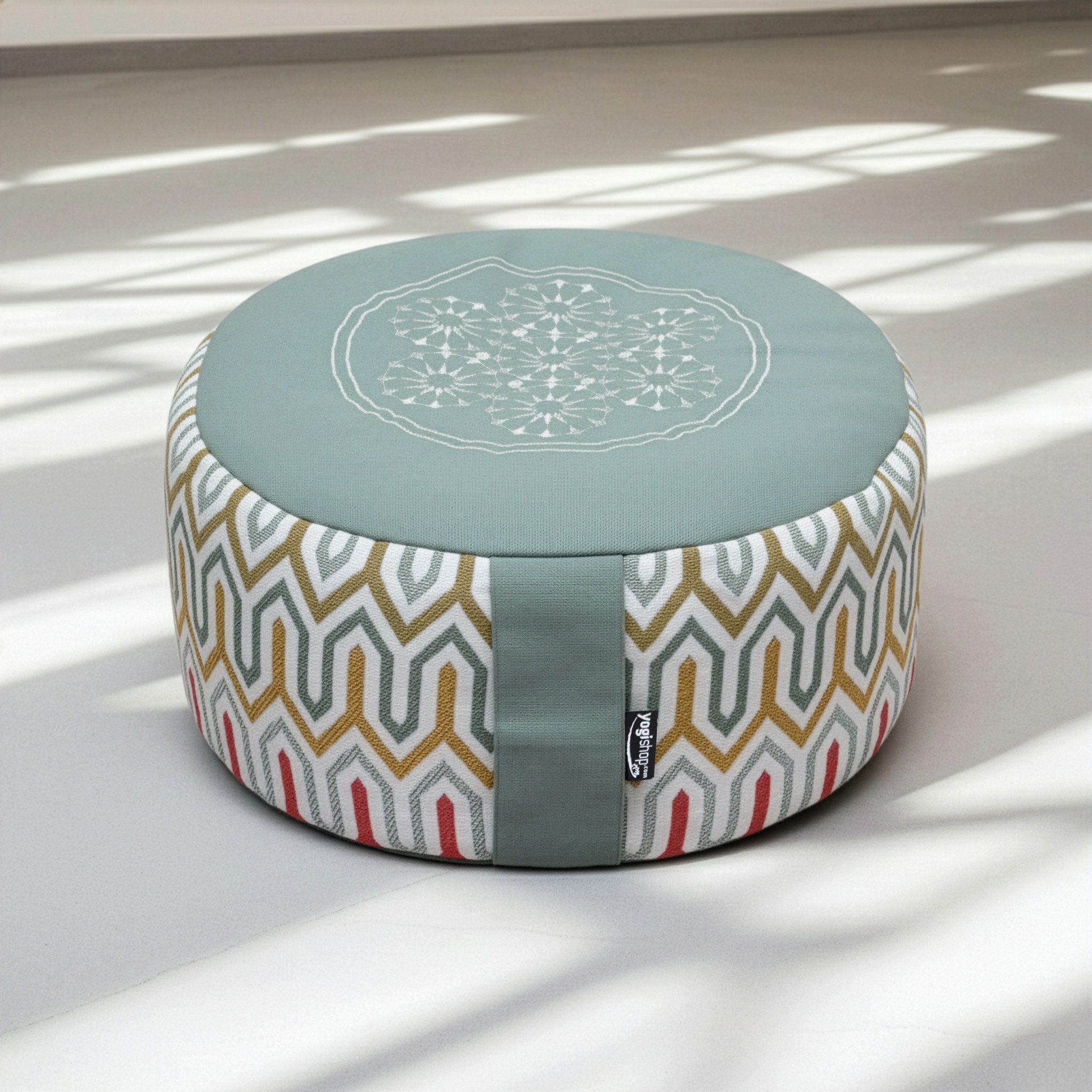 Yogishop Meditationskissen Meditationskissen rund - vintage - organic cotton - ø 30cm x 15 cm, Vintage-Stil-Kissen für hohen Komfort mit Bezug aus Bio-Baumwolle.