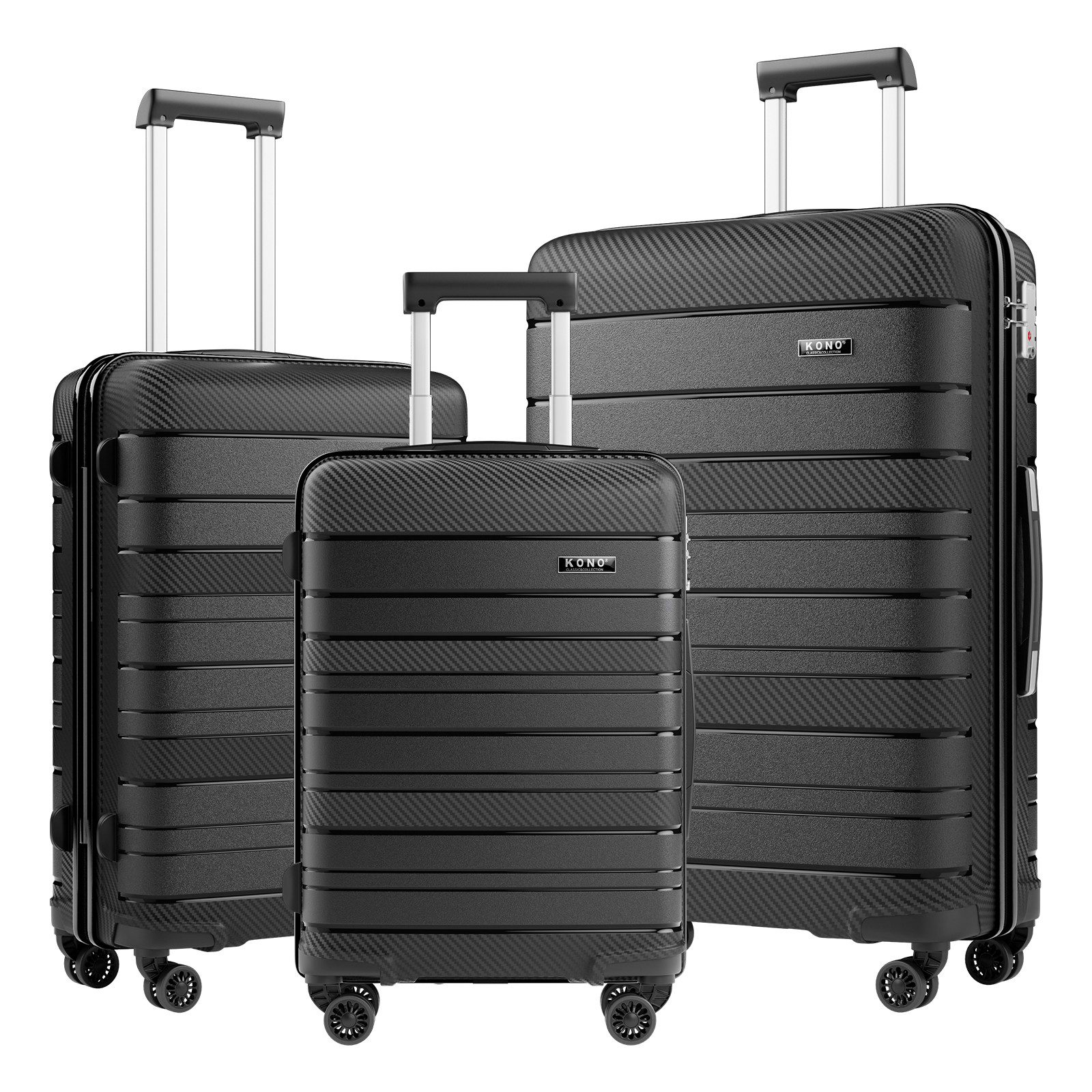 KONO Hartschalen-Trolley (20/24/28 Zoll), Leichter PP-Reisekoffer mit TSA-Schloss
