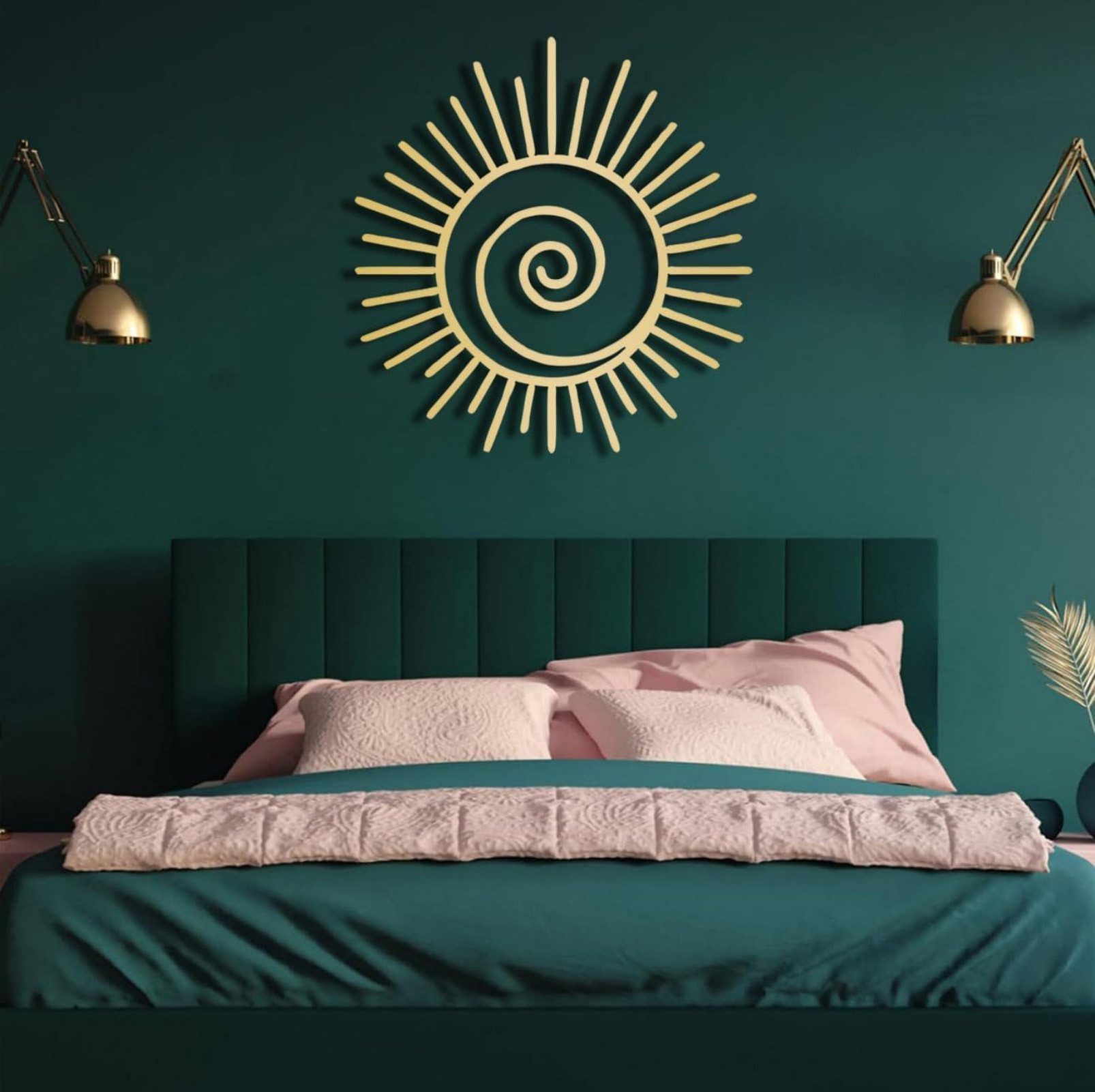 Jumpeak Wanddekoobjekt Sonne und Möwe Metall Kunst Wanddekor, Abstrakter Sonnenaufgang, Sonne, Metall,4 Farben,2 Modelle,Wanddekoration wohnzimmer,Linien