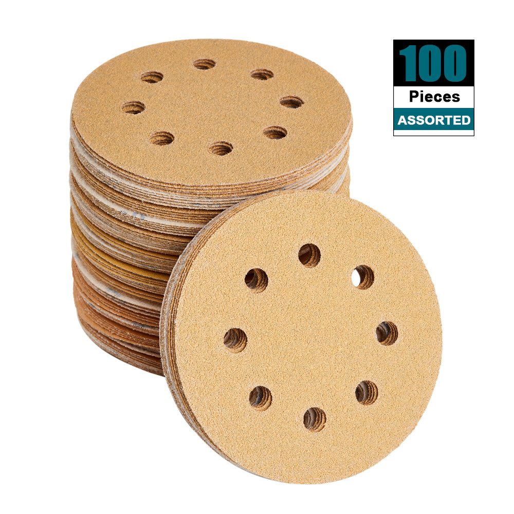 ACROMA Schleifpapier 100 Stück 115mm Klett-Schleifscheiben für Exzenterschleifer,8-Loch, (100 St)