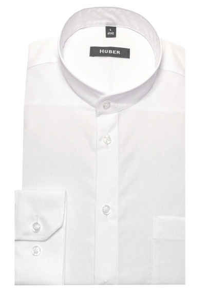 Huber Hemden Langarmhemd HU-0008 Stehkragen, Knopfleiste, Regular Fit - gerader Schnitt, Made in EU
