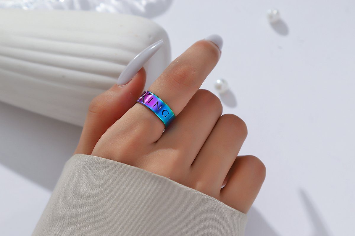 Eyecatcher Fingerring Queen und Queen, und verschiedene Farben, Paare Größenverstallbar Ringset Freunde Statement King für King Ring