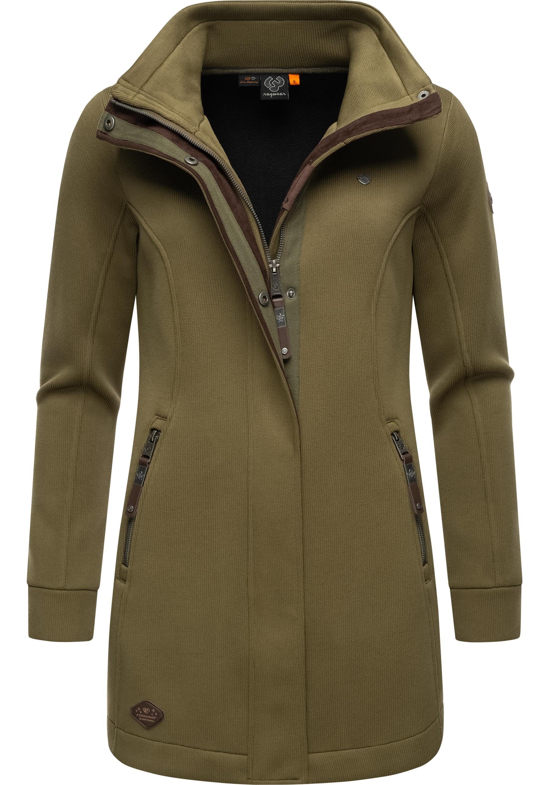 Ragwear Sweatjacke Letrice Bonded Elegante Zip-Jacke mit hohem Kragen in Feinstrickoptik