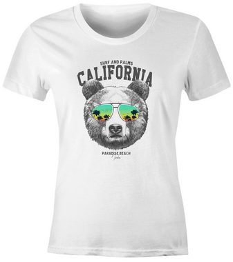 Neverless Print-Shirt Damen T-Shirt Löwe Bär Sonnenbrille Palmen Summer California Slim Fit Neverless® mit Print