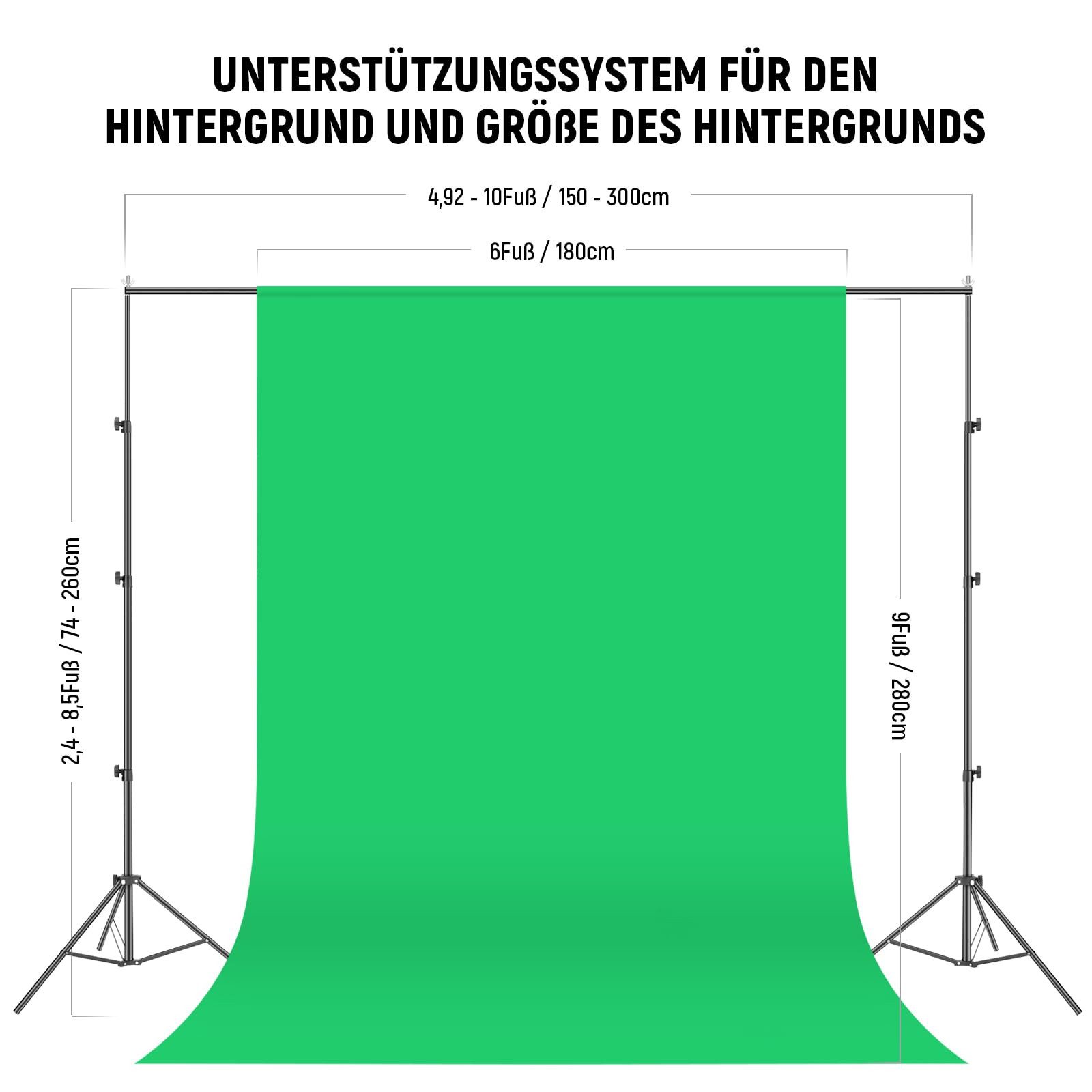 Neewer Fotostudio-Box NK102 Fotostudio-Set 8,5x10ft, 800W LED, Green Screen, für Fotografie