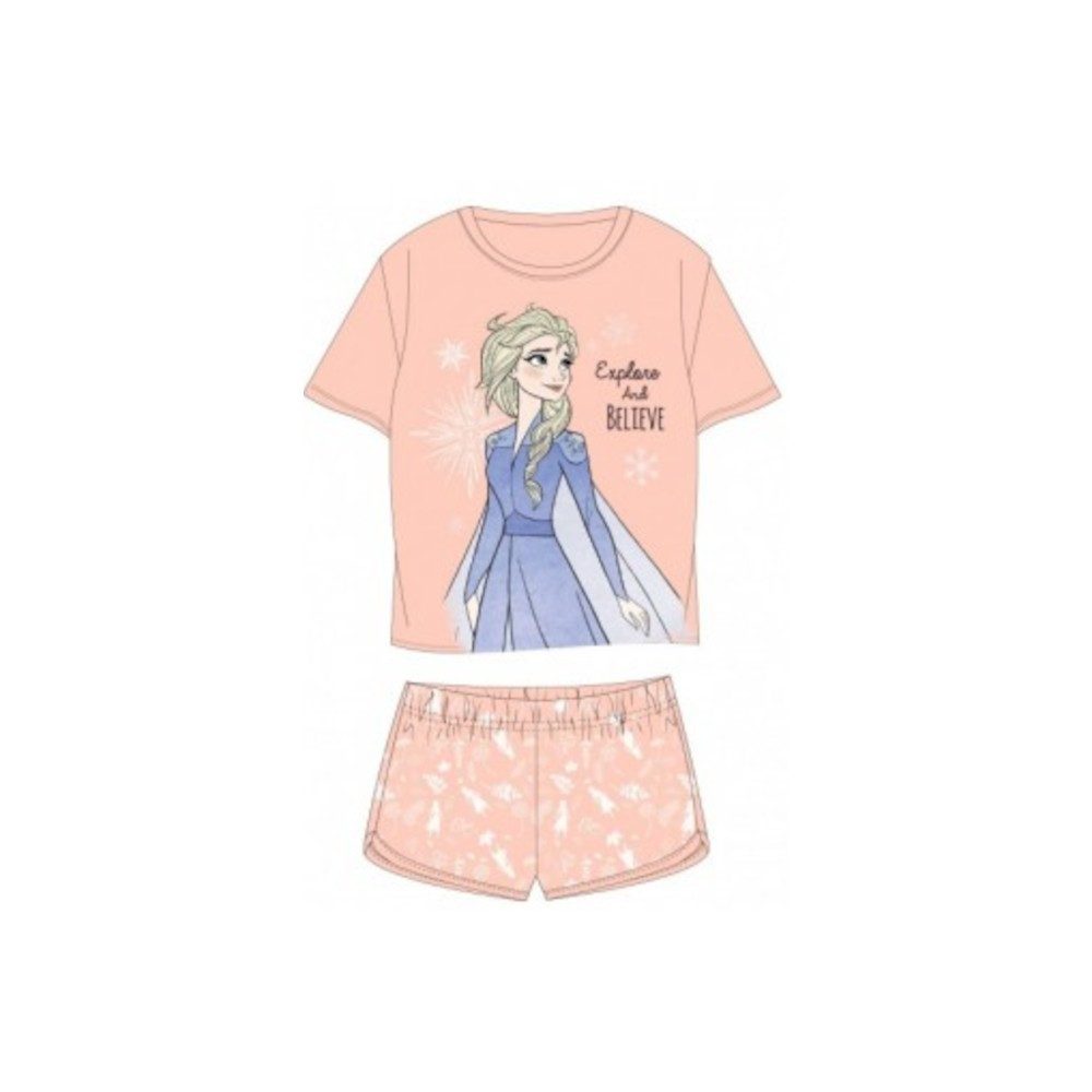 Disney Frozen Pyjama Kurzer Pyjama für Mädchen, Frozen, "Elsa", Disney, Orange & Blau, (Set, 2 tlg., Oberteil, Hose)