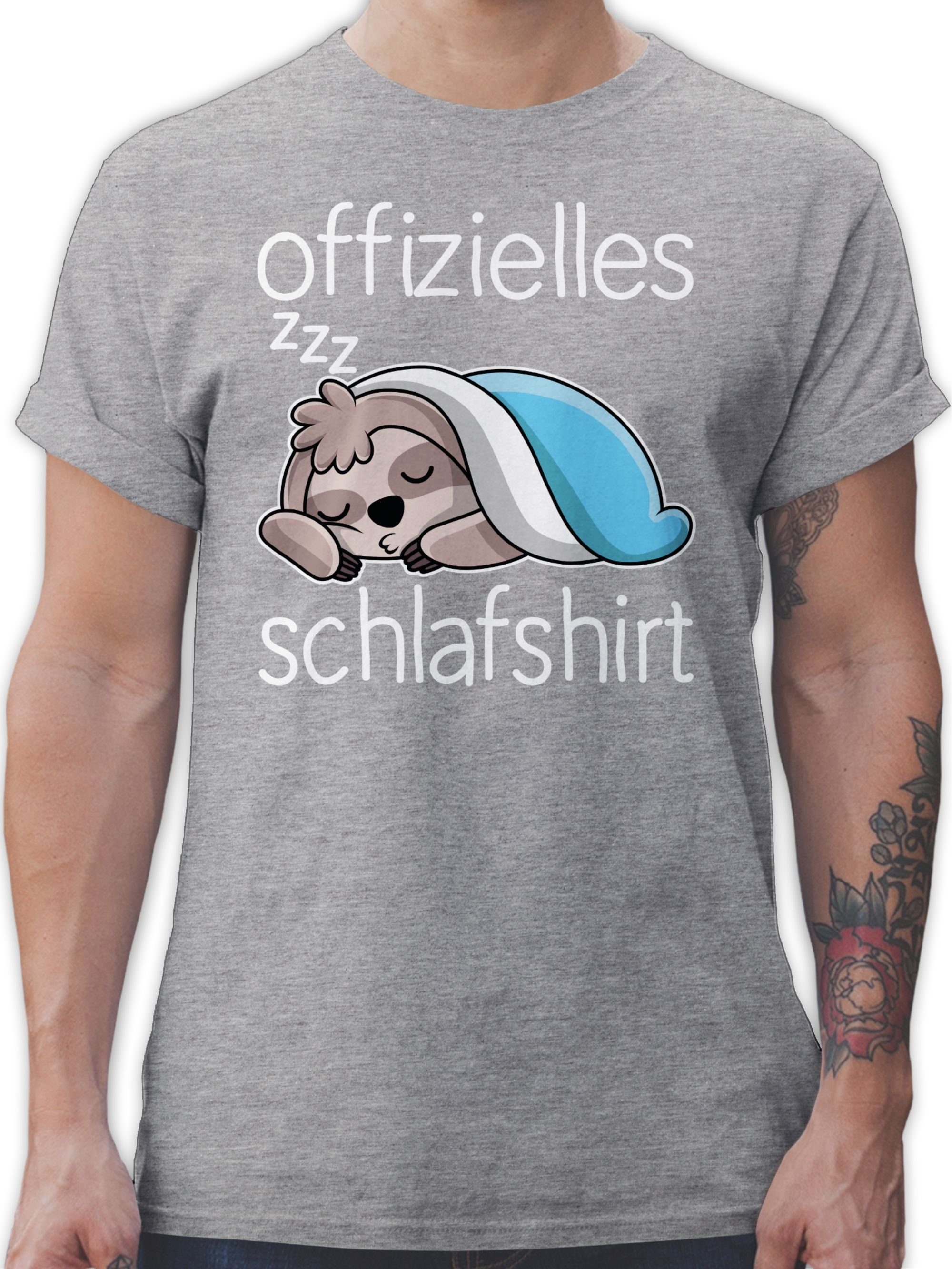 03 Offizielles Grau Sprüche mit Schlafshirt Shirtracer weiß - Statement T-Shirt meliert Faultier