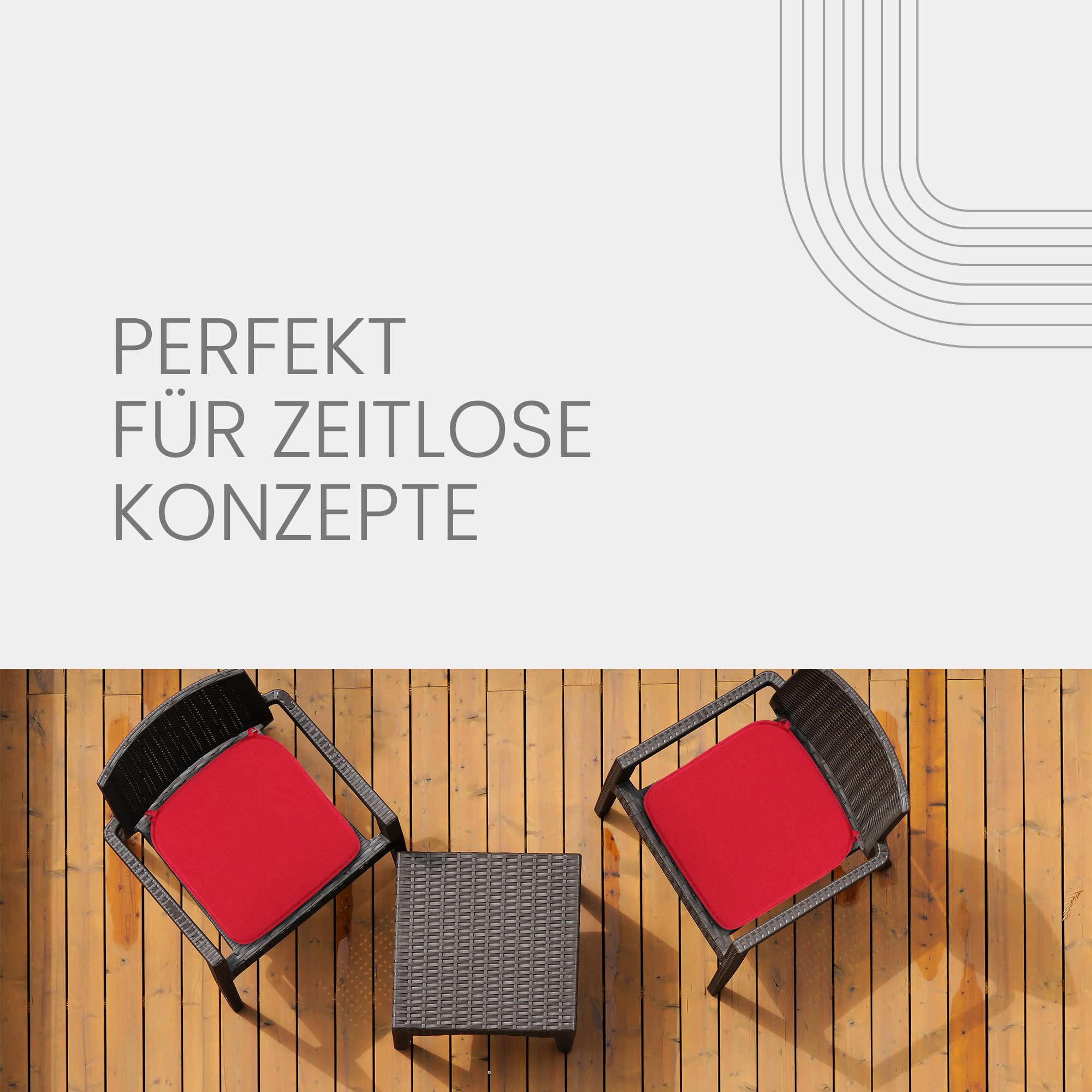 Bestlivings Stuhlkissen mit Haltebändern Canvas, 38x38cm, robust, Mischgewebe, Indoor & Outdoor