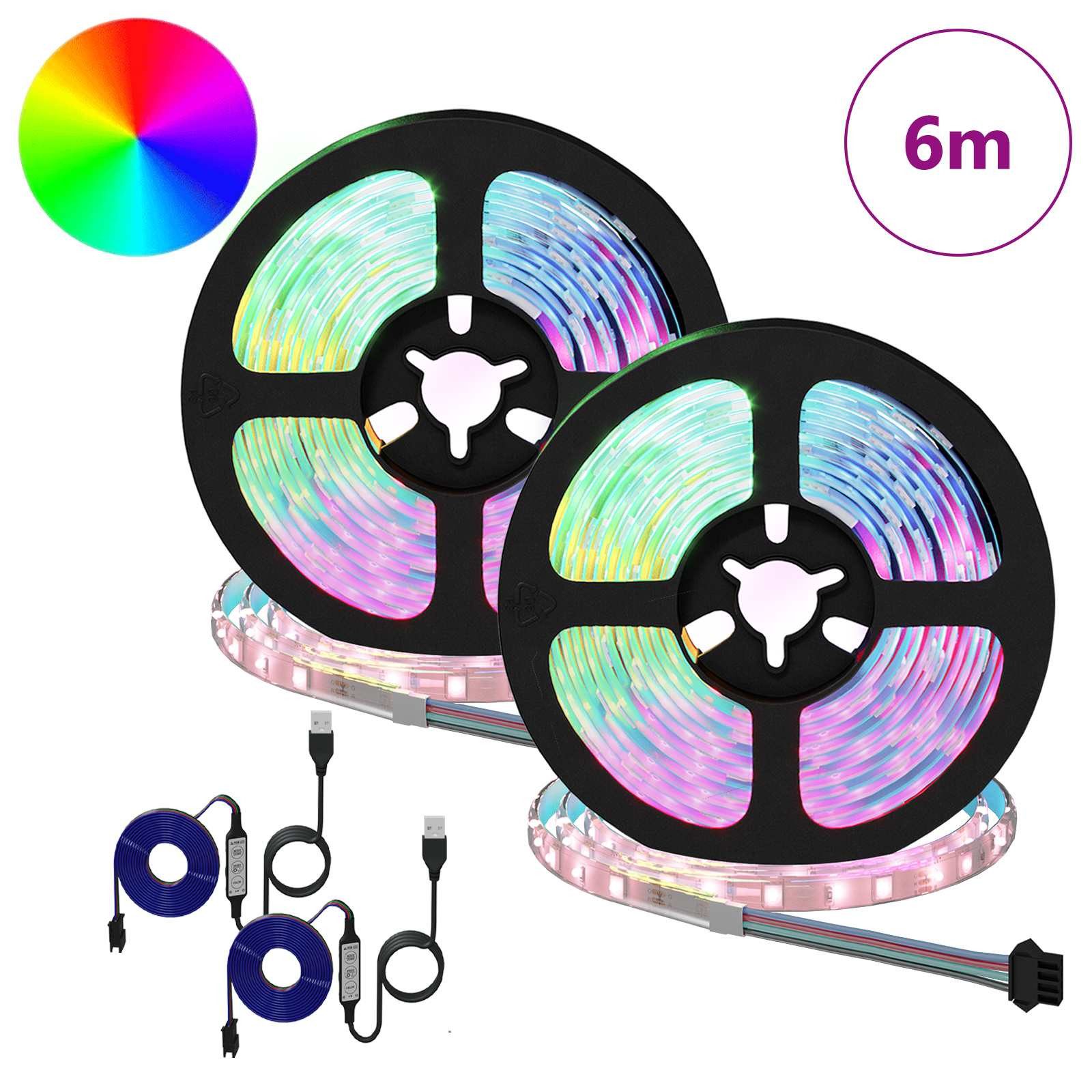 vidaXL Lichterschlauch LED Streifen 2 pcs Schwarz und Transparent 3000 mm