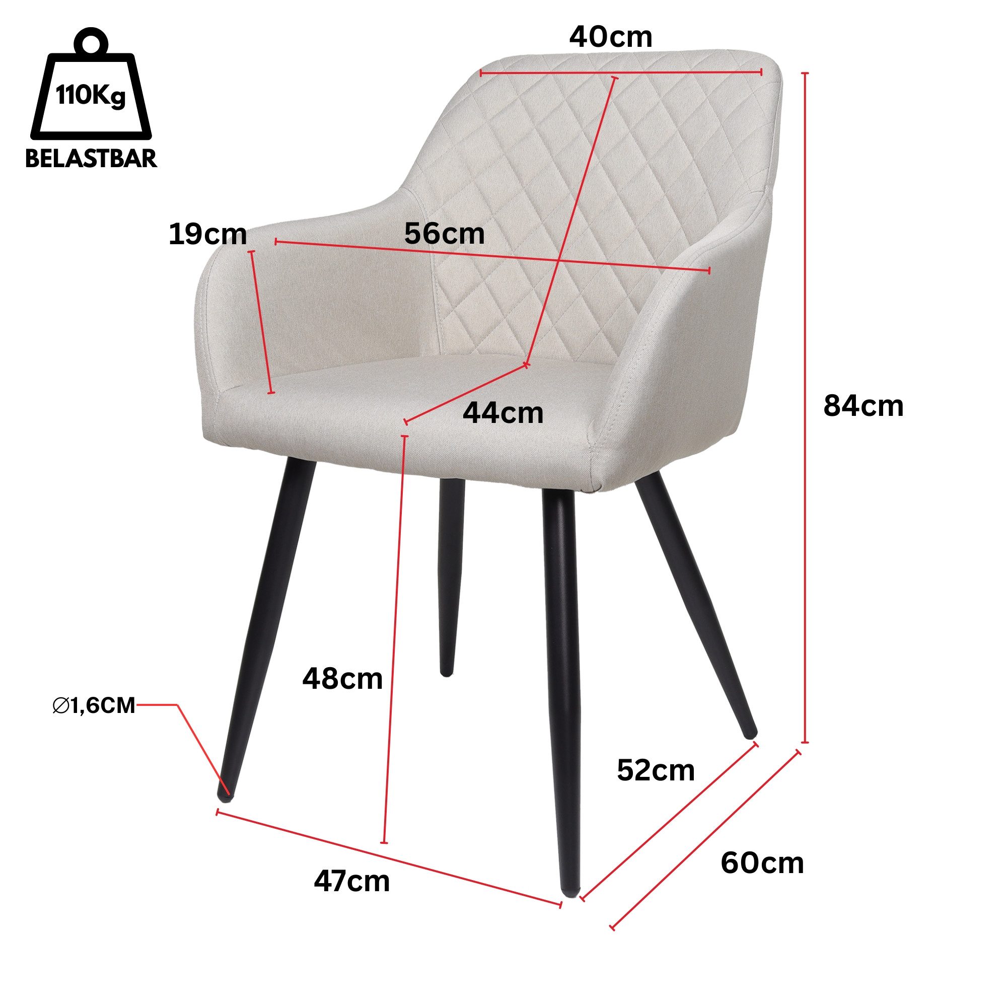 Albatros International Esszimmerstuhl Esszimmer Stühle 2er Set SILA, Stuhl Stühle Esszimmerstühle, Küche (2er Set, Beige, Stoff Bezug), Küchenstuhl Küchenstühle – Bild 4 von 5