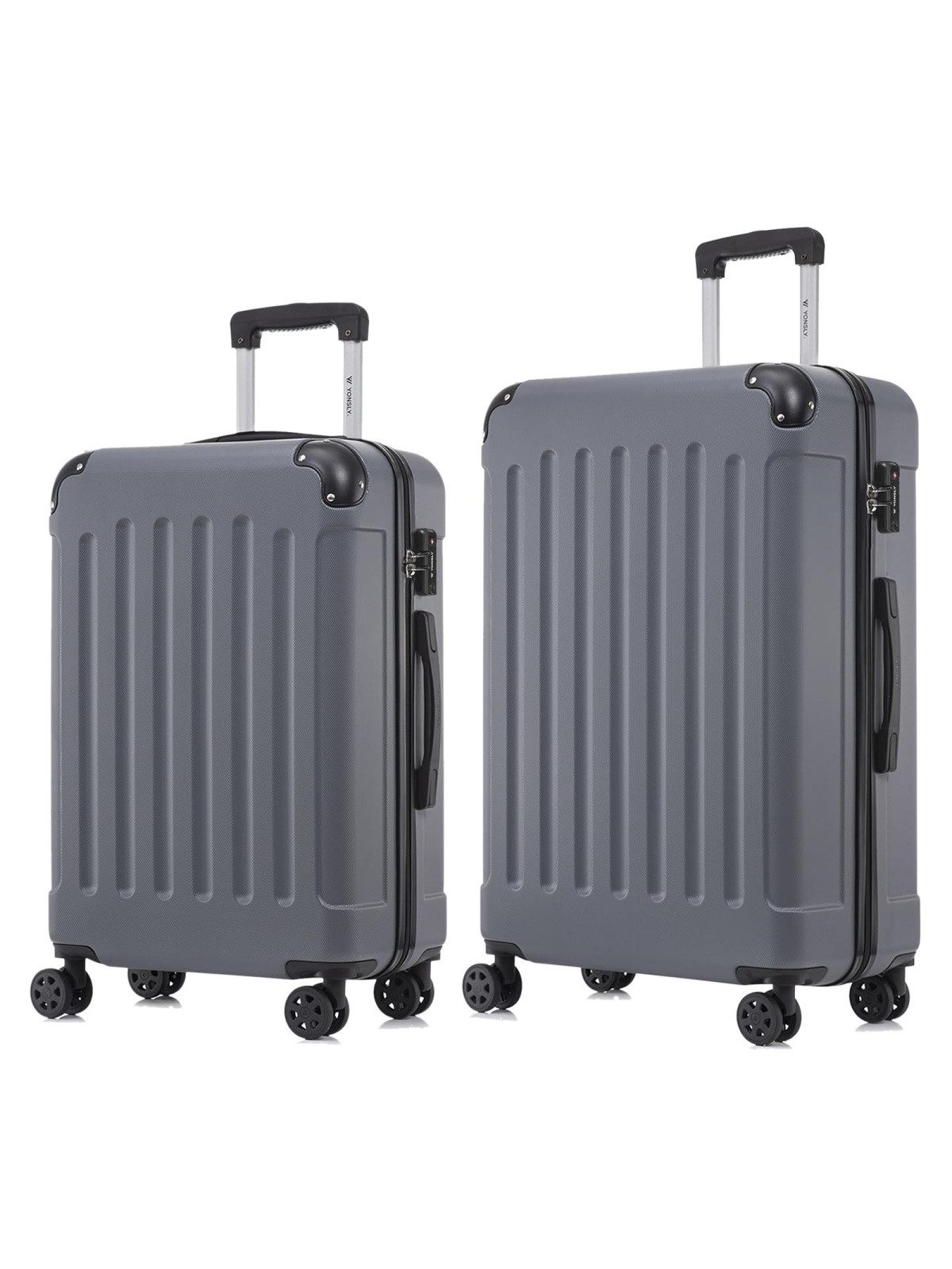 YONSLY Kofferset Premium Hartschalen-Reiseset aus ABS mit robustem YKK-Reißverschluss, 4 Rollen, (Reisekoffer-Set, 2 tlg., L-XL-Set), TSA-Schloss, 360°-Doppelrollen und austauschbaren Rollen und Griffen