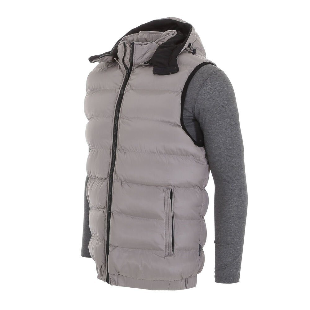 Ital-Design Funktionsjacke Herren Freizeit Weste Kapuze (abnehmbar) Gefüttert Jacke in Grau
