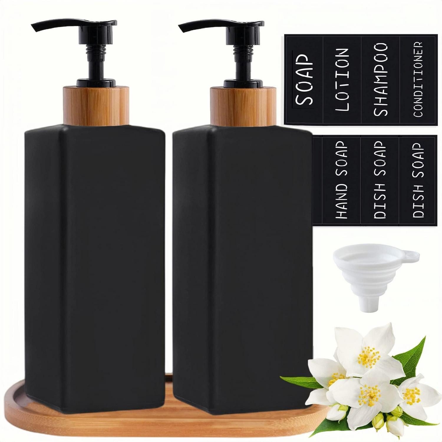 LuxusKollektion Seifenspender Seifenspender Schwarz Bambu/2Stück