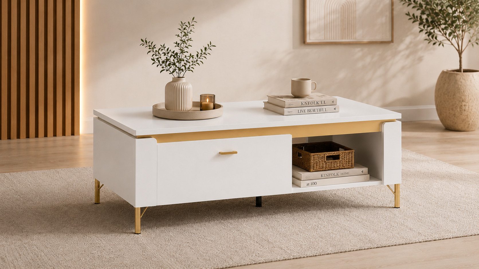designimpex Couchtisch Design Couchtisch WM-9 Schwarz - Gold mit Staufach Wohnzimmer, Funktionstisch, Wohnzimmertisch, Tisch, Esstisch, Sofatisch, Schublade
